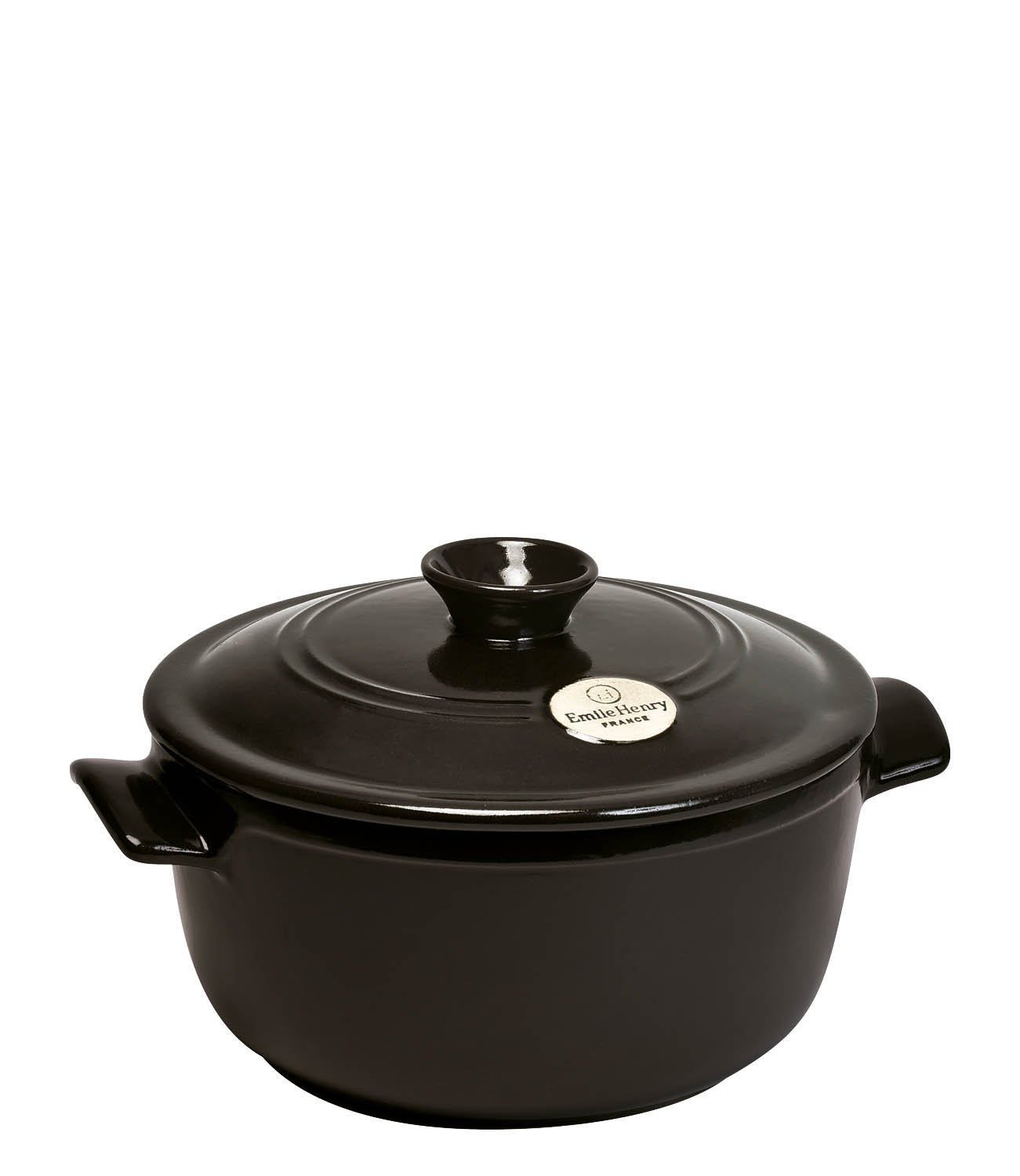 Emile Henry Flame Round Dutch Oven 4.2 Quart - French Ceramic Stewpot with Lid, Charcoal Color - Perfect for Slow Cooking, Braising & Baking Bread - Ideal for Stovetop, Oven & Campfire Use