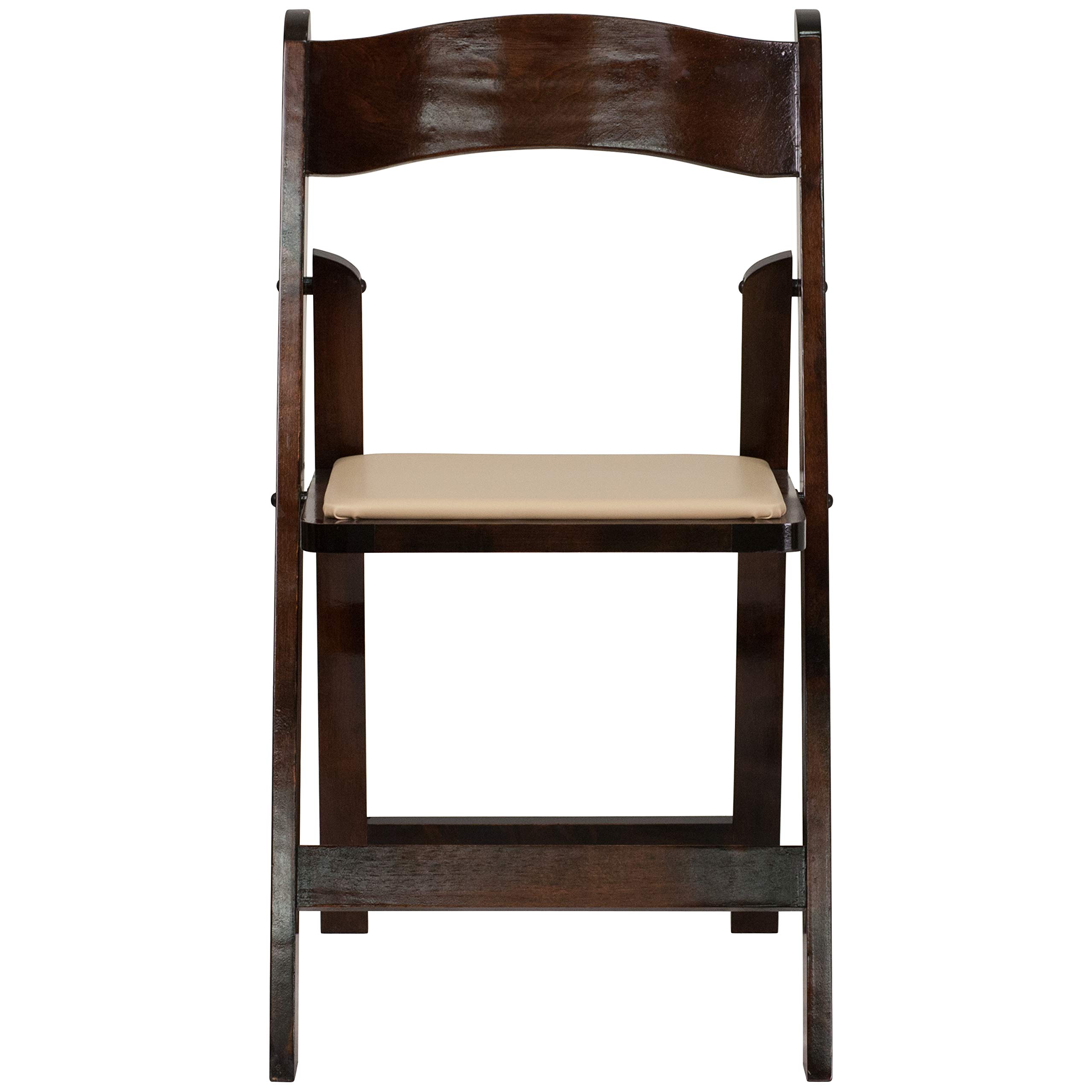 2 Pack Folding Chairs with Vinyl Padded Seat - Solid Fruitwood Frame for Indoor/Outdoor Use - Perfect for Patio, Garden, Picnic, Camping & Home Decor