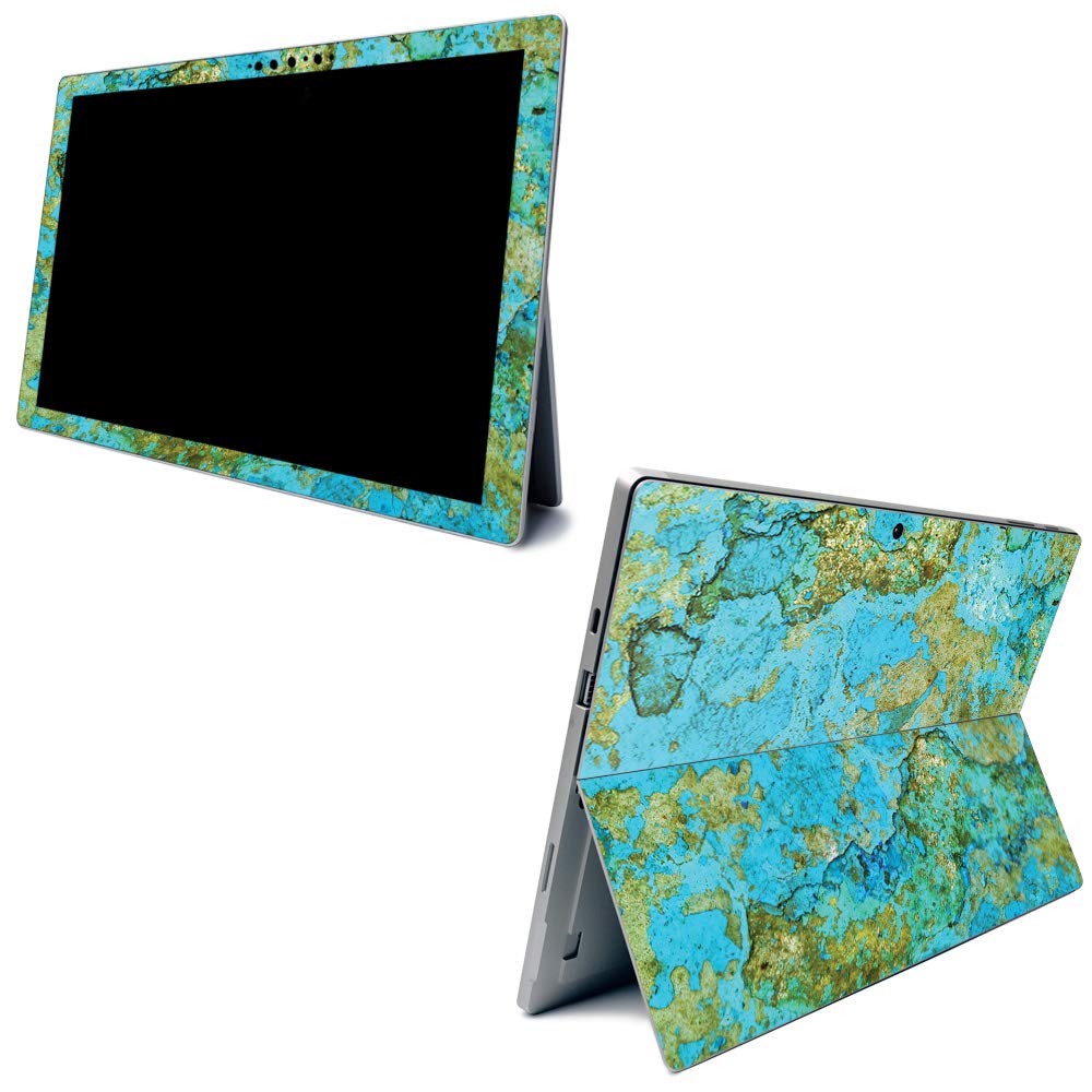 Premium Carbon Fiber Skin for Microsoft Surface Pro 7 - Teal Marble Design | Textured Protective Cover | Easy Application & Removal | Made in USA | Perfect for Work, Travel & School Protection