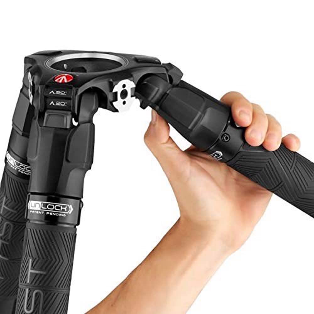 Manfrotto 635 Fast Single Carbon Fiber Tripod for DSLR & Digital Cameras - Lightweight & Sturdy Vlogging & YouTube Equipment - Perfect for Travel, Outdoor Photography & Content Creation