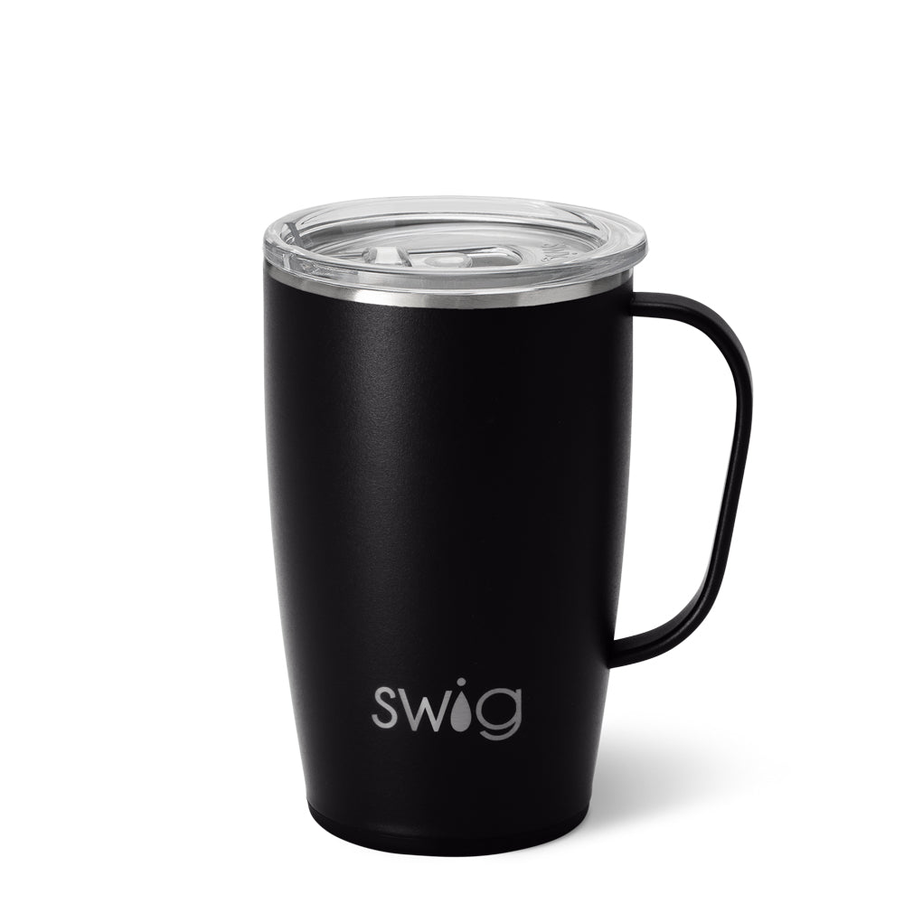 18oz Black Insulated Travel Mug - Leak Proof Coffee Thermos for Commuting, Hiking & Outdoor Activities
