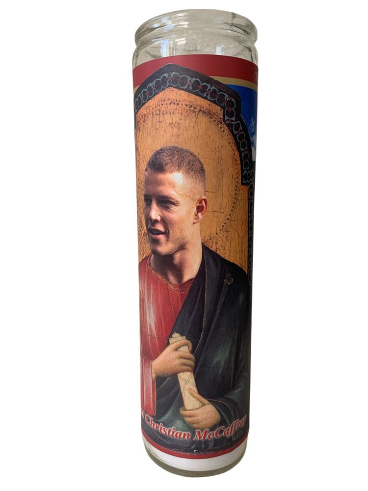 49ers Christian McCaffrey Prayer Candle - NFL Gameday Devotional Candle for 49ers Fans - Perfect for Game Day Rituals, Home Altars & Sports Memorabilia Collections