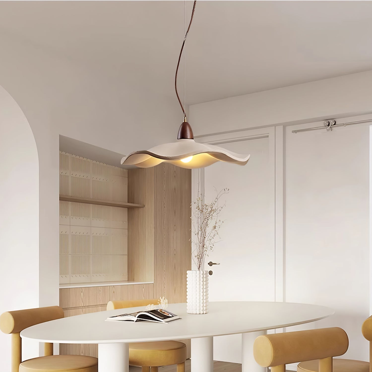 Modern Cement Wave Pendant Light - Industrial Style Hanging Lamp for Kitchen Island, Dining Room & Living Room Decor