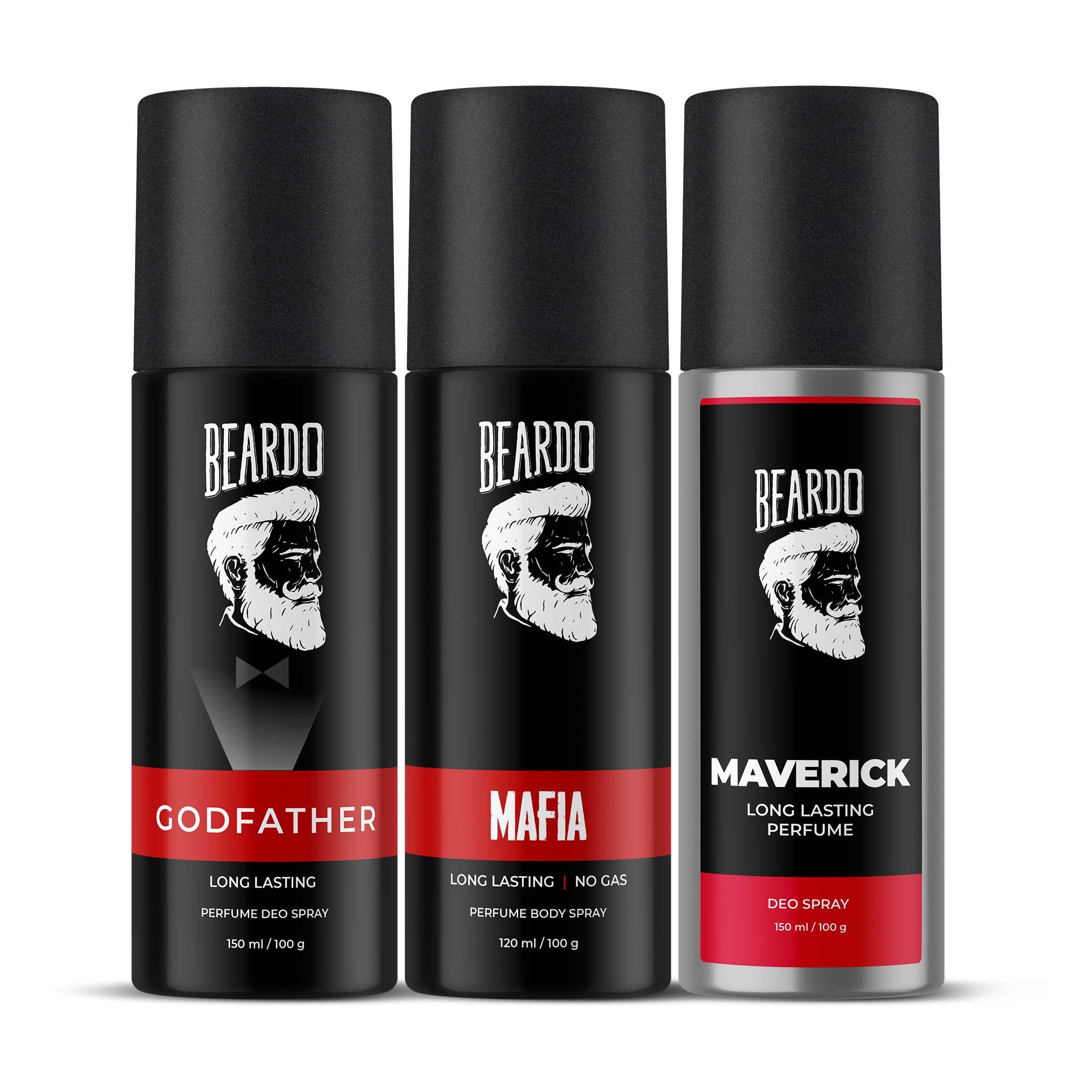 Beardo Godfather, Mafia & Maverick Cologne Set for Men - 3 Pack Citrus Aromatic Spicy Body Spray | Long Lasting Deodorant & Perfume | Perfect Christmas Gift for Him, Boyfriend or Husband | Great for Date Night, Office & Special Occasions