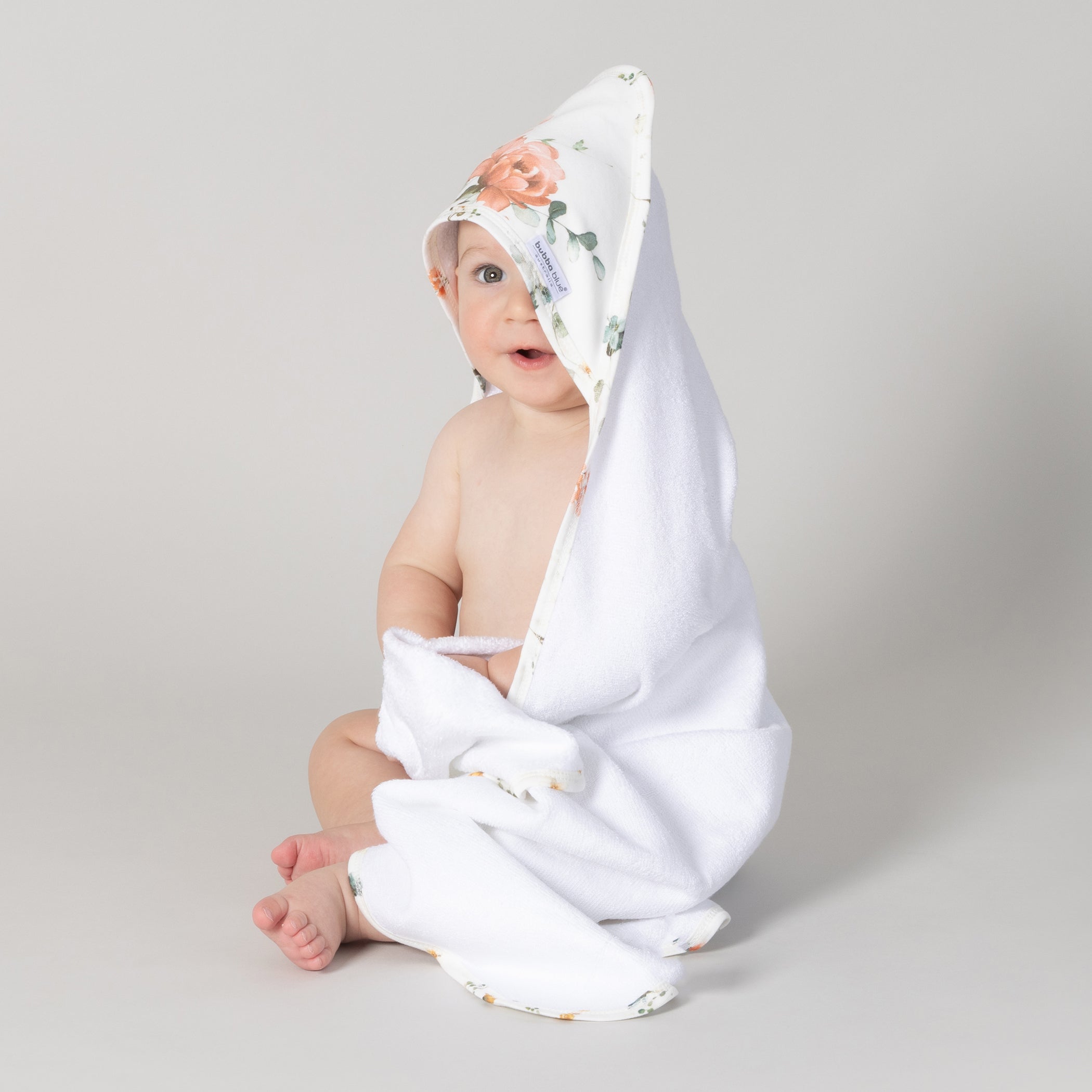 Soft & Absorbent Peonies Bamboo 2-Pack Hooded Baby Towels for Bath Time, Swimming & Spa - Hypoallergenic & Eco-Friendly