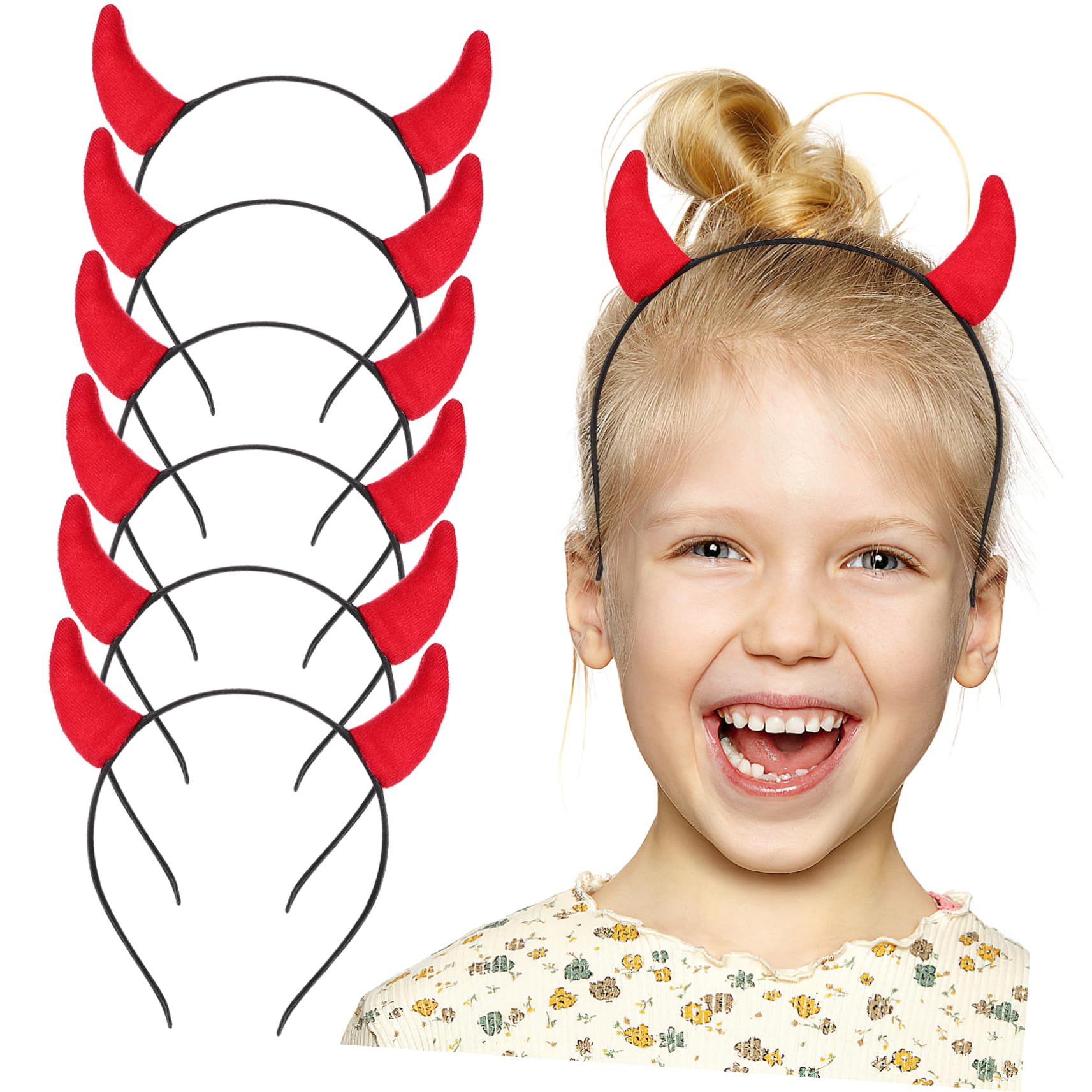 24 Pcs Cute Devil Horn Headbands - Halloween Costume Accessories for Women & Kids - Black Devil Hair Hoops & Elk Horns for Parties, Cosplay & Festive Events