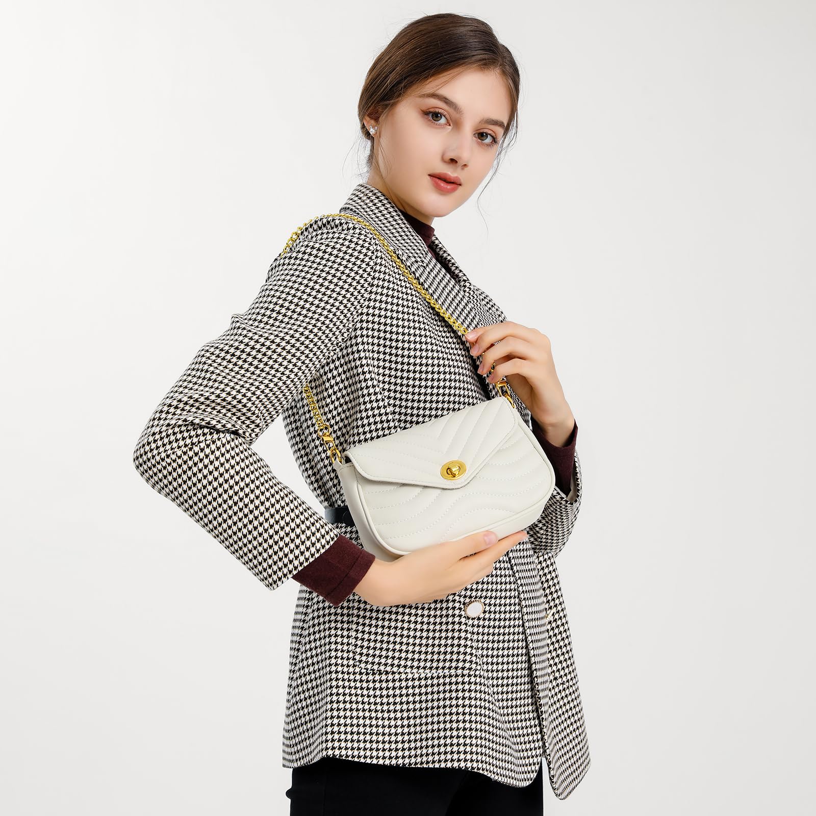 JEEHAN Quilted Crossbody Bag for Women - Stylish Designer Shoulder Handbag Small Purse with Adjustable Strap | Perfect for Daily Use, Travel, Shopping & Date Night