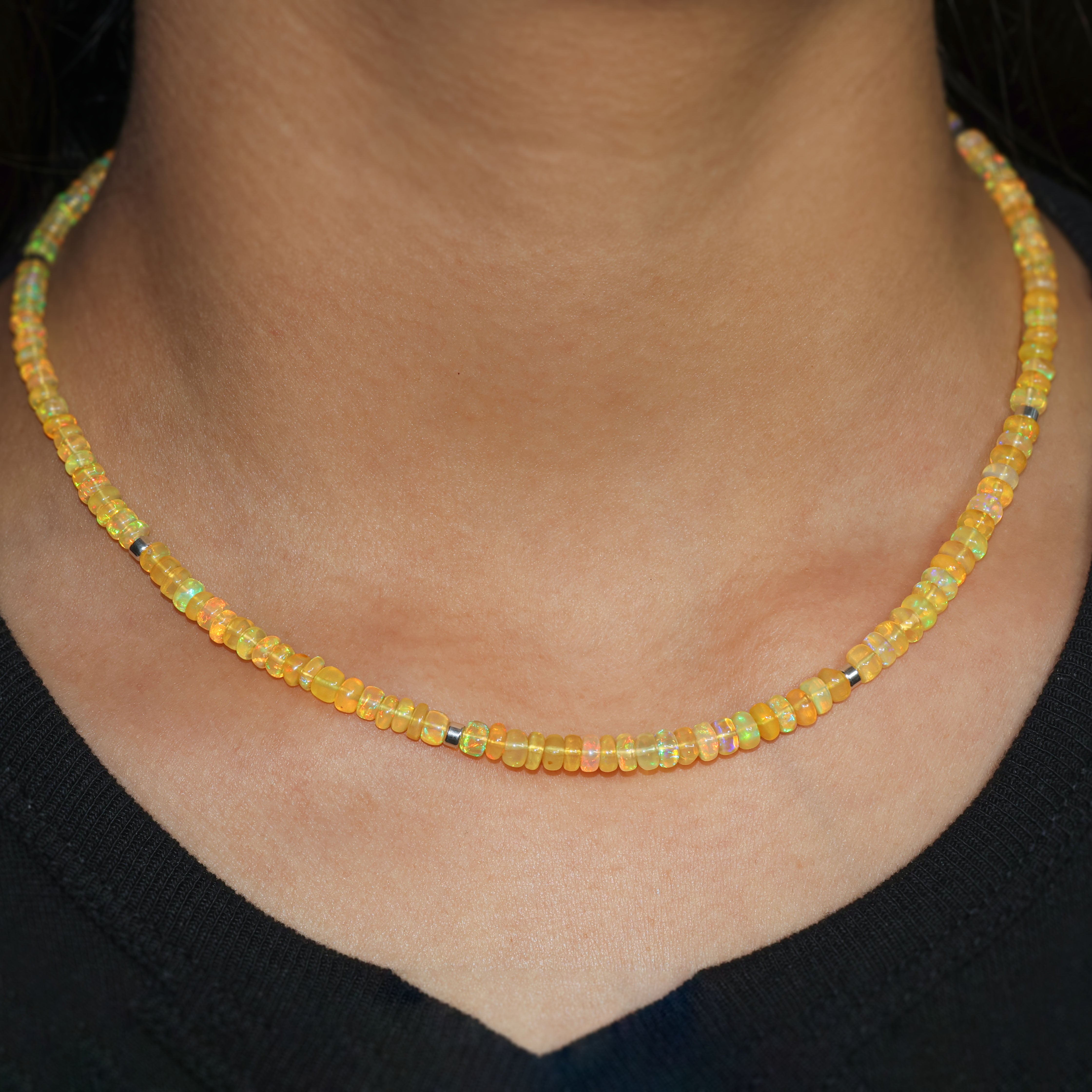 Natural Yellow Opal Plain Beaded Necklace for Women - Elegant Boho Jewelry for Everyday Wear & Special Occasions