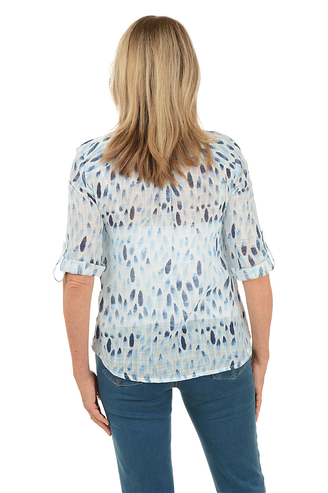 Tear Drops Gauze Henley Blouse for Women - Soft Bohemian Style Cotton Top - Perfect for Casual Outings, Beach Days & Summer Fashion
