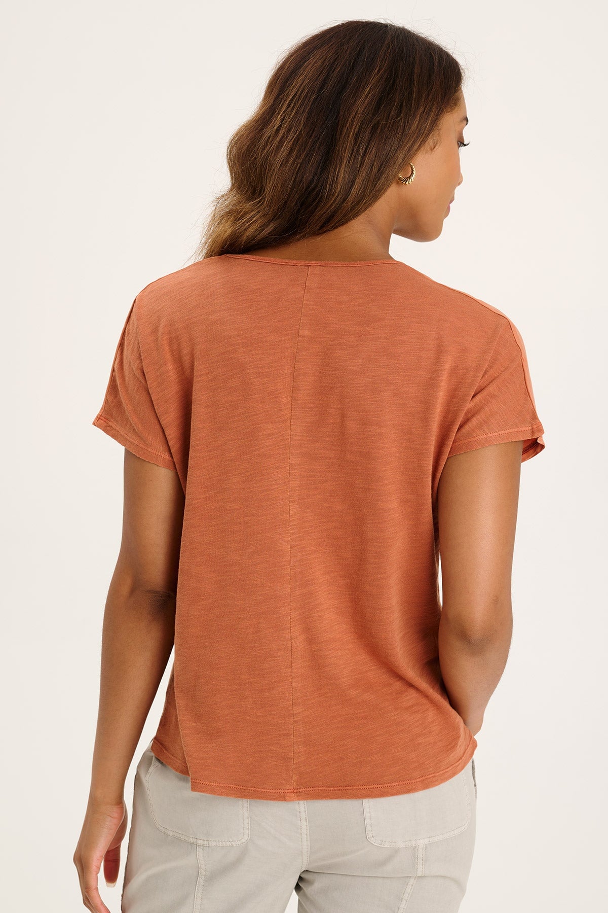 Jolina Women's Twill V-Neck Embroidered T-Shirt - Casual Short Sleeve Top for Everyday Wear, Work & Outings