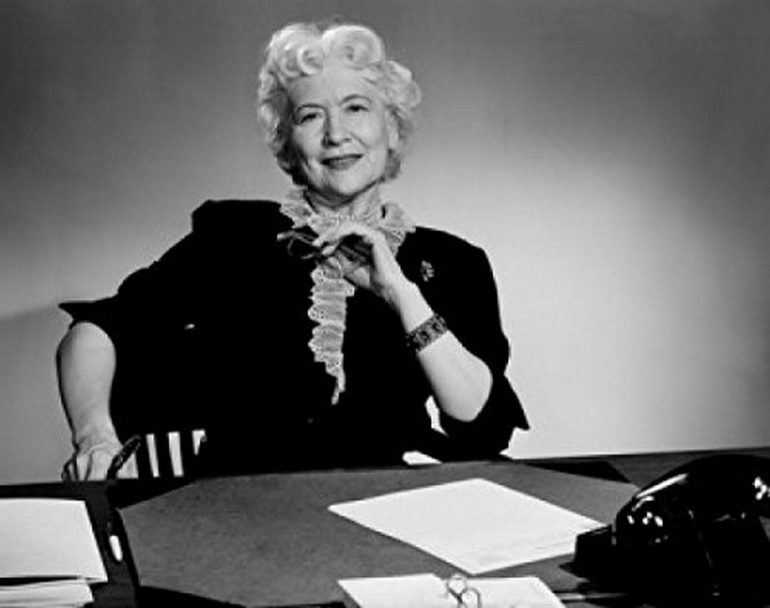Senior Woman Sitting at Desk - Vintage Office Decor Poster Print (18x24 Inches) - Perfect for Home Office, Study Room & Professional Workspace Decor