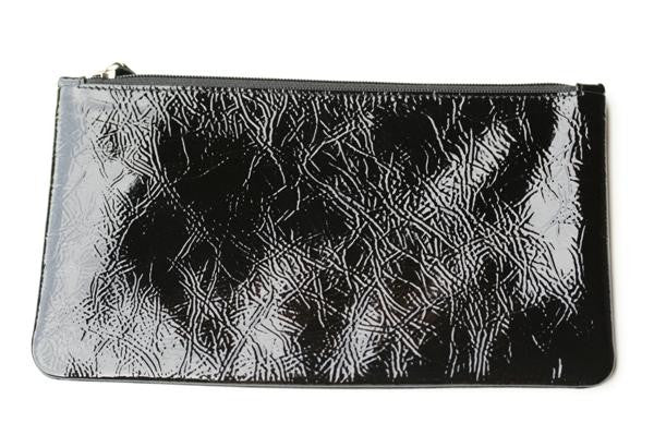 Large Zip Pouch Patent Black - Waterproof Travel Organizer for Cosmetics, Electronics & Accessories | Perfect for Travel, Gym & Daily Use