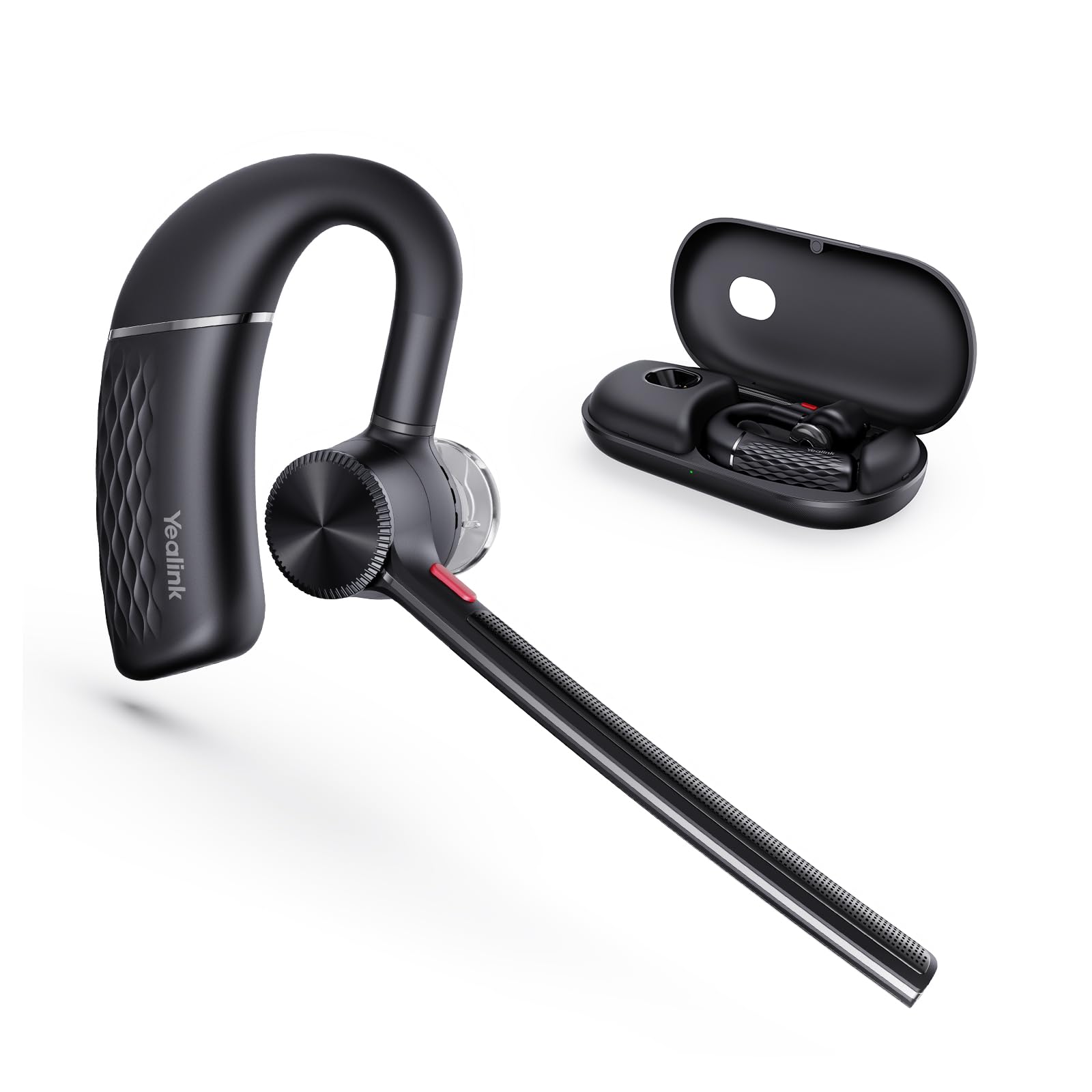 Yealink BH71 Wireless Bluetooth Headset with 4 Noise Cancelling Microphones, Adjustable Ear Hook - Compatible with iPhone & Android Phones for Driving, Office Work, Call Center & Remote Meetings