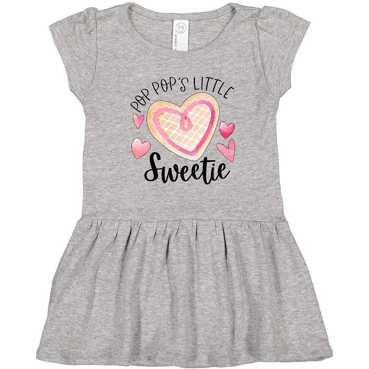 Inktastic Pop Pop's Little Sweetie Pink Heart Cookie Toddler Dress - Cute Outfit for Girls, Birthday Gift, Family Matching, Photo Shoot & Special Occasions