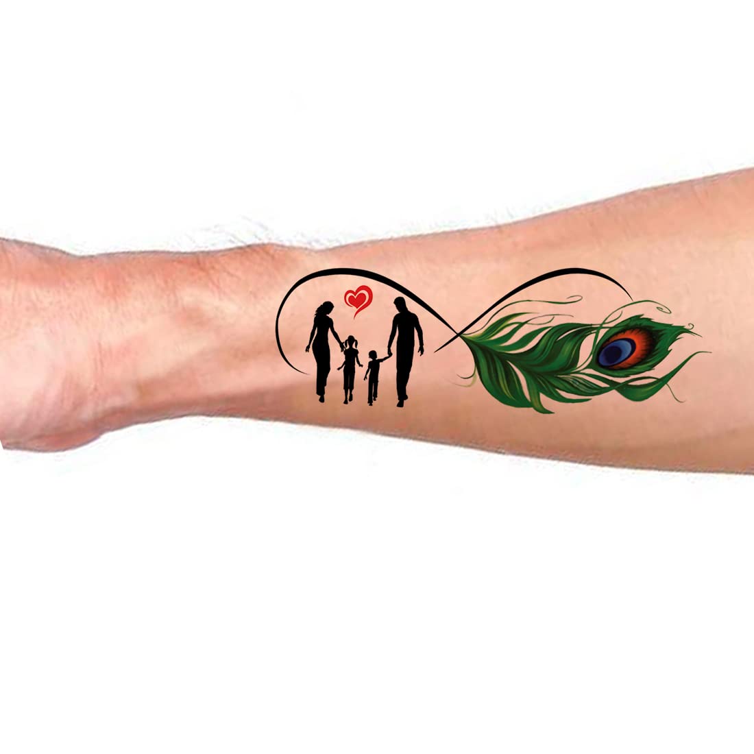 Waterproof Infinite Peacock Feather Temporary Tattoo for Kids - Fun Body Art for Boys & Girls | Perfect for Parties, Festivals & Family Events