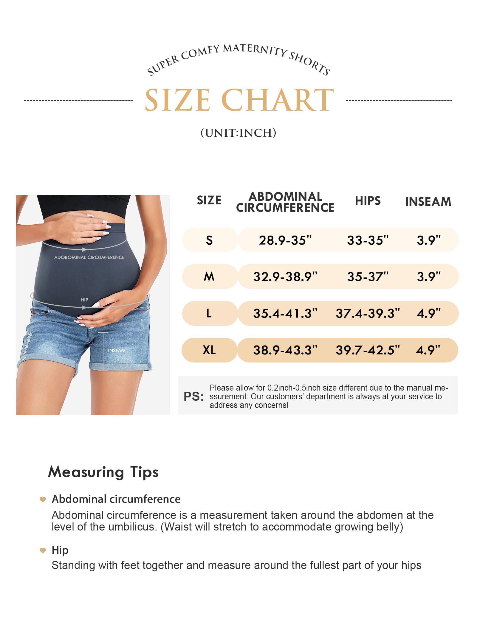 HOFISH Women's Maternity Denim Shorts - Over The Belly Stretchy Comfy Jean Shorts for Pregnancy, Casual Wear & Workout - Perfect for Summer, Beach & Daily Activities