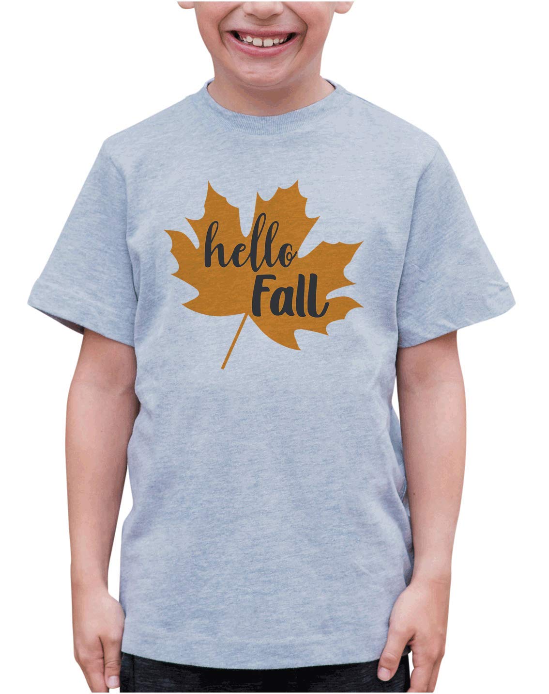 Kids Hello Fall Maple Leaf Shirt | Autumn Graphic Tee for Boys & Girls | Cozy Seasonal Outfit for Pumpkin Patch, Thanksgiving & Family Photos