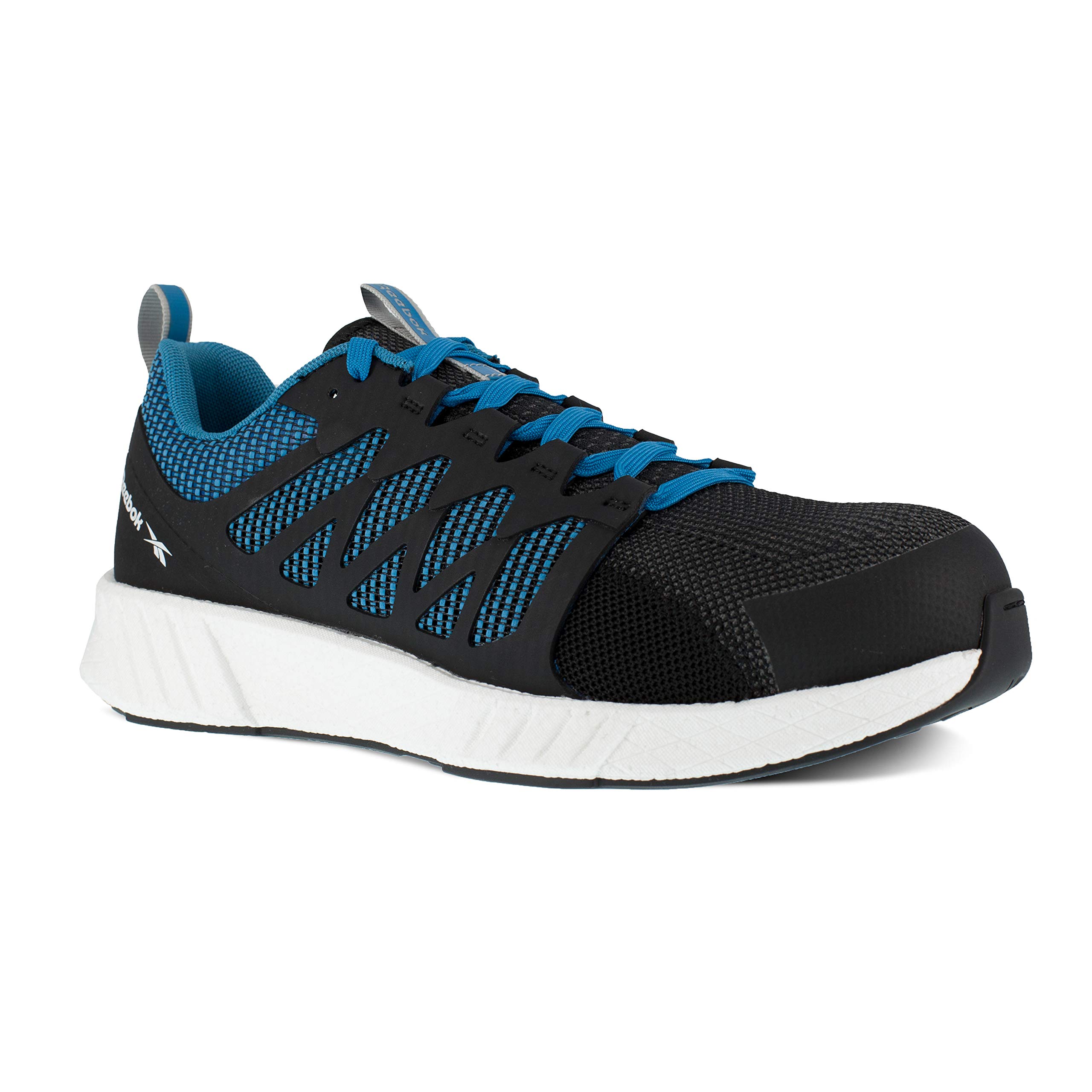 Reebok RB4314 Fusion Flexweave Men's Safety Work Shoes with Composite Toe - Black & Blue - Size 16 - Lightweight & Durable for Construction, Warehouse & Industrial Work