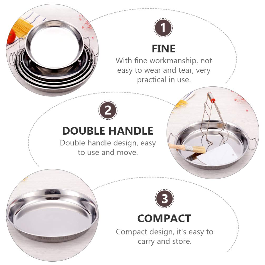2-Piece Stainless Steel Steaming Tray Set - 28cm Double Handle Cake Pan, Noodle Rack & Rice Plate - Heat-Resistant for Baking, Cooking & Food Prep - Perfect for Asian Cuisine, Party Serving & Restaurant Use