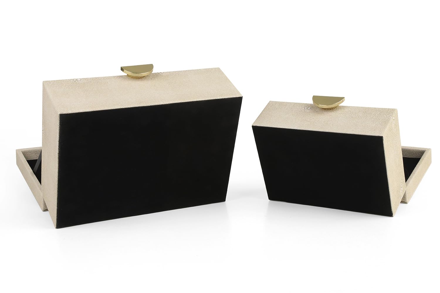 HofferRuffer Faux Leather Jewelry Organizer Box Set of 2 - Light Grey for Jewelry Storage & Home Decor
