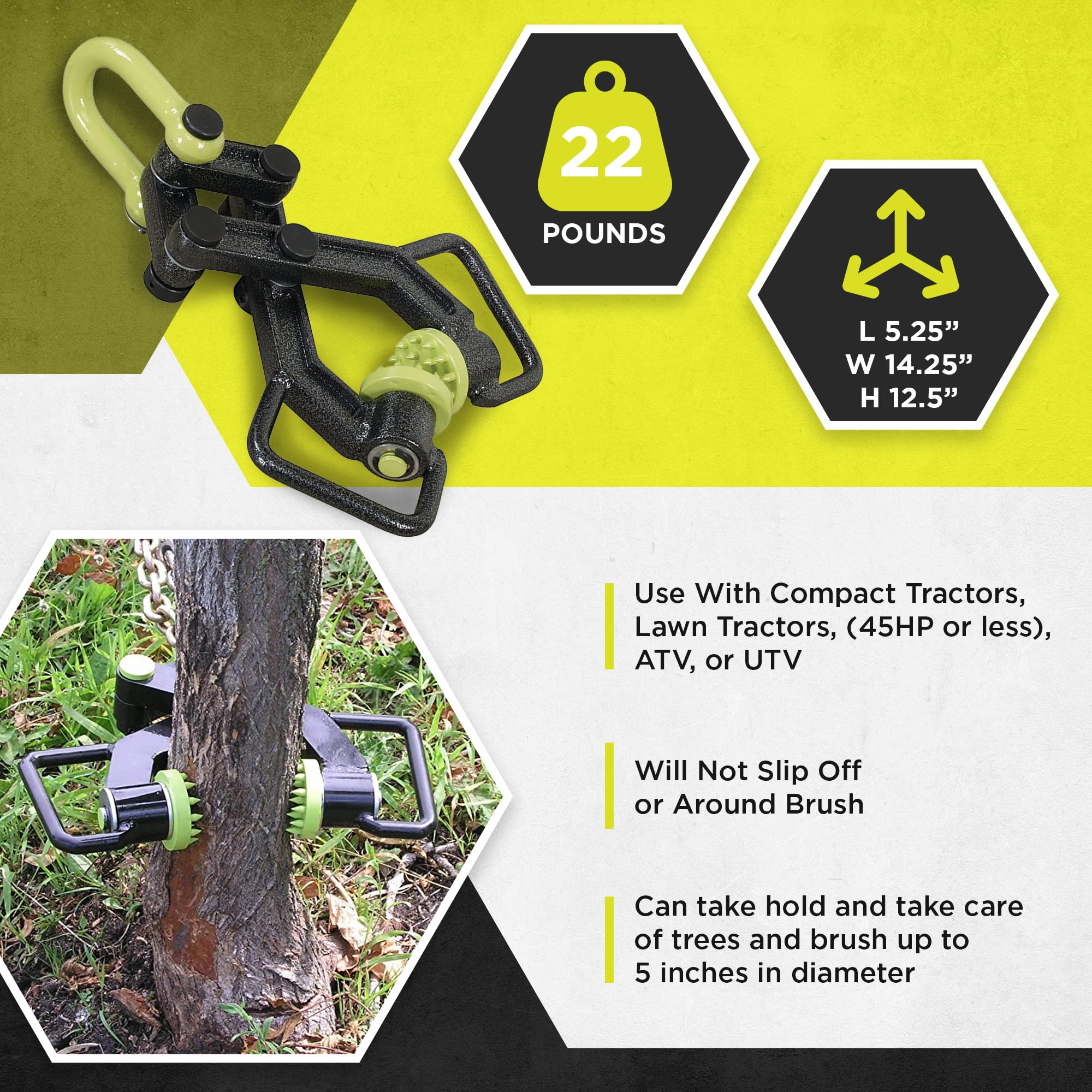 BG-11 Xtreme Brush & Tree Stump Puller Tool - Heavy Duty Brush Grubber with Non-Slip Teeth, Rotating Grips & Ergonomic Handles for Landscaping, Yard Clearing & Farm Maintenance