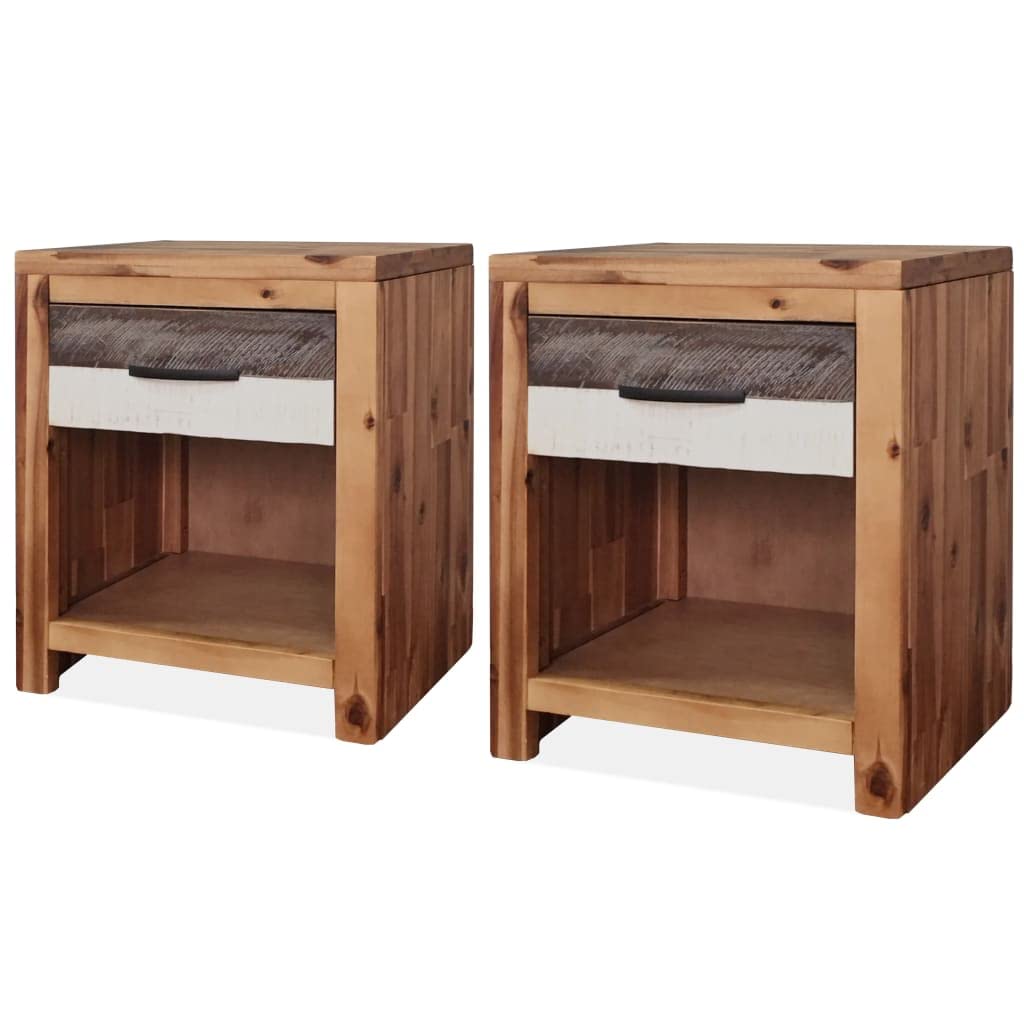 Vintage Handmade Bedside Table Set of 2 - 40x30x48 cm Nightstand End Tables for Bedroom & Hallway | Perfect for Small Spaces, Apartment Decor & Guest Room Furniture