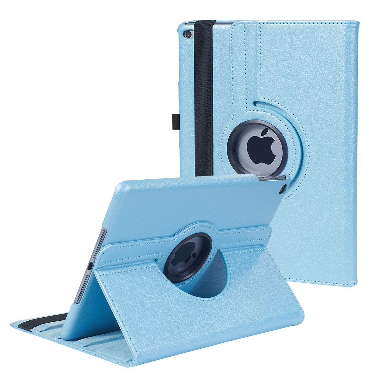360° Rotating Stand Protective Case for iPad 9.7 inch (5th/6th Gen) & iPad Air 2 - Auto Sleep/Wake Smart Cover with Shock Absorption, Light Blue - Perfect for Work, Study & Travel