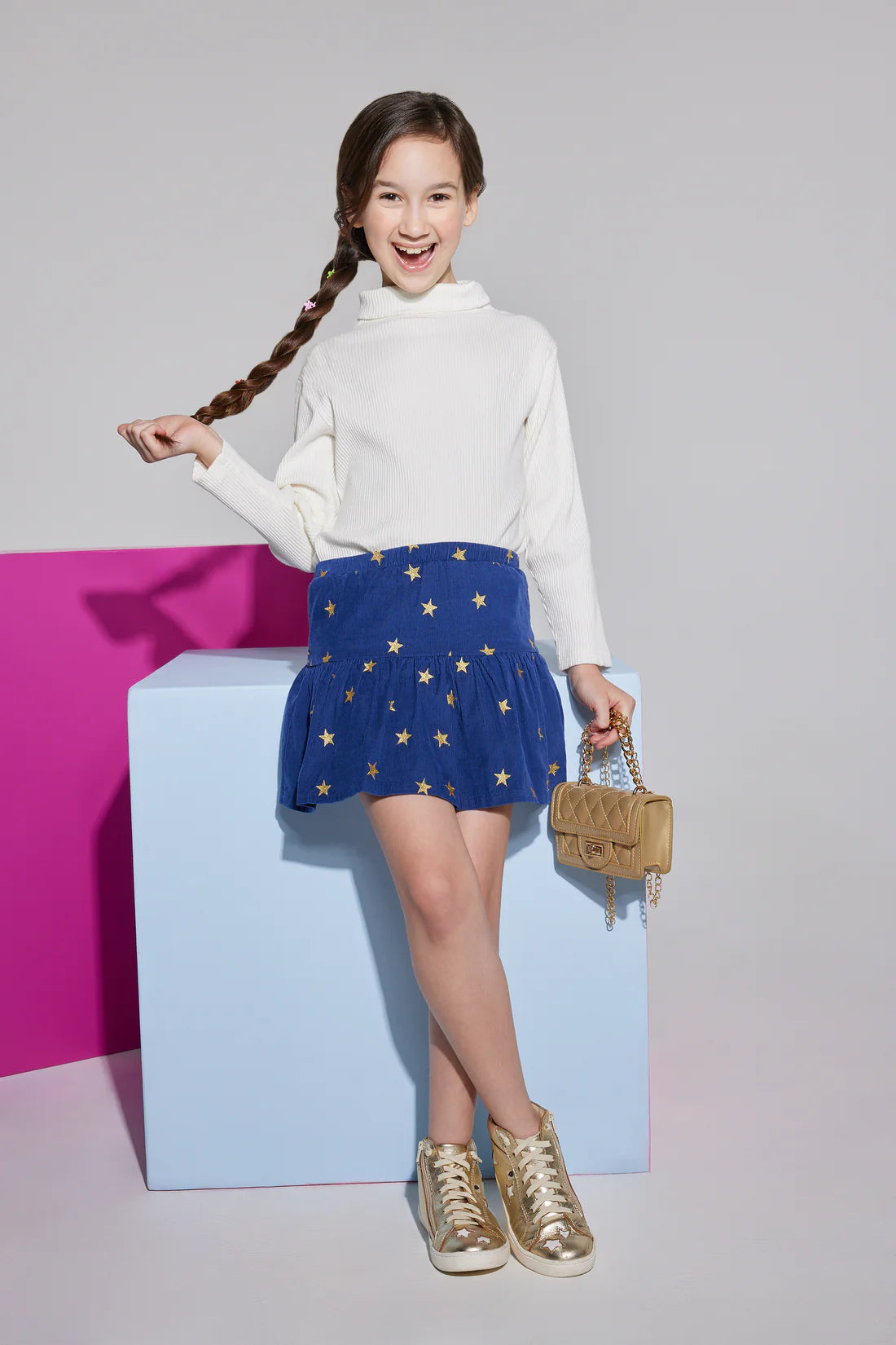 Bisby Sally Skort in Shoot for the Star Print - Women's Tennis Skirt with Built-in Shorts for Sports & Casual Wear