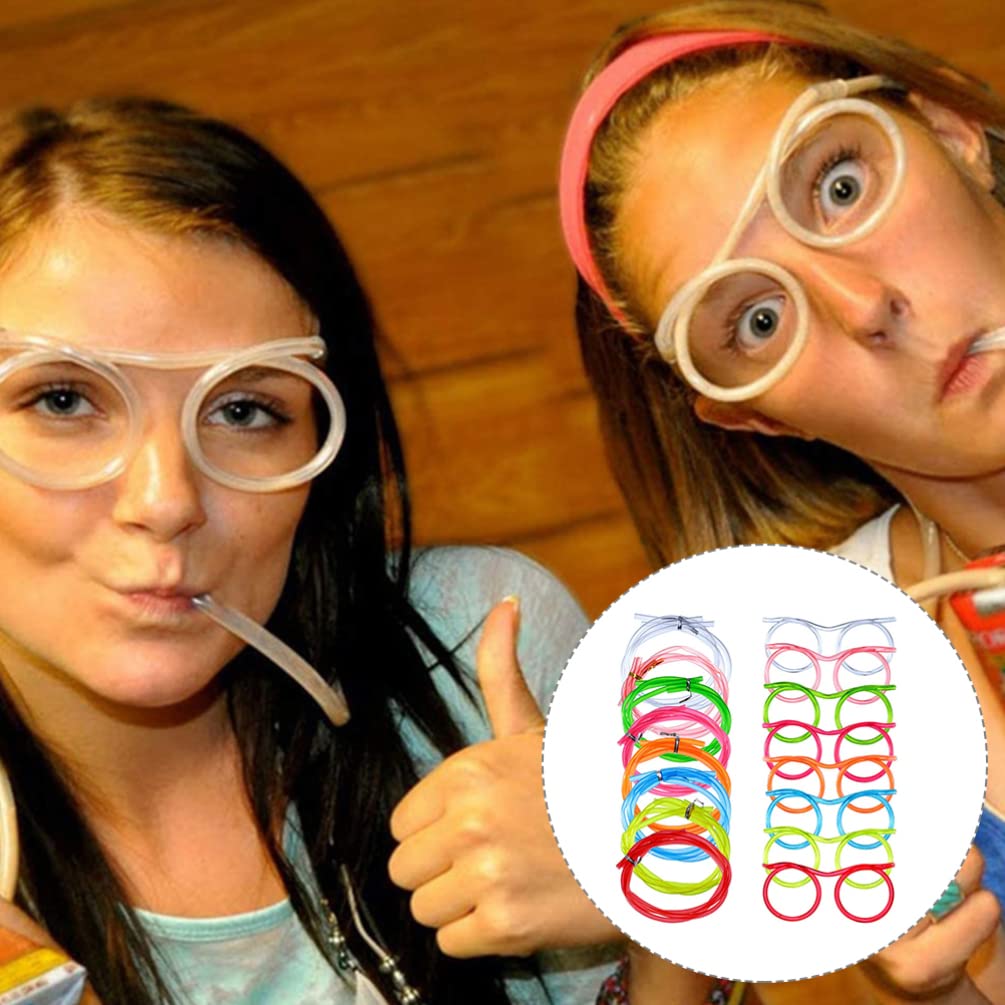 24pcs Fun Eyeglass Drinking Straws for Parties - Creative Plastic Straws with Glasses for Kids & Adults - Perfect for Birthday Celebrations, Themed Events & Fun Drinks