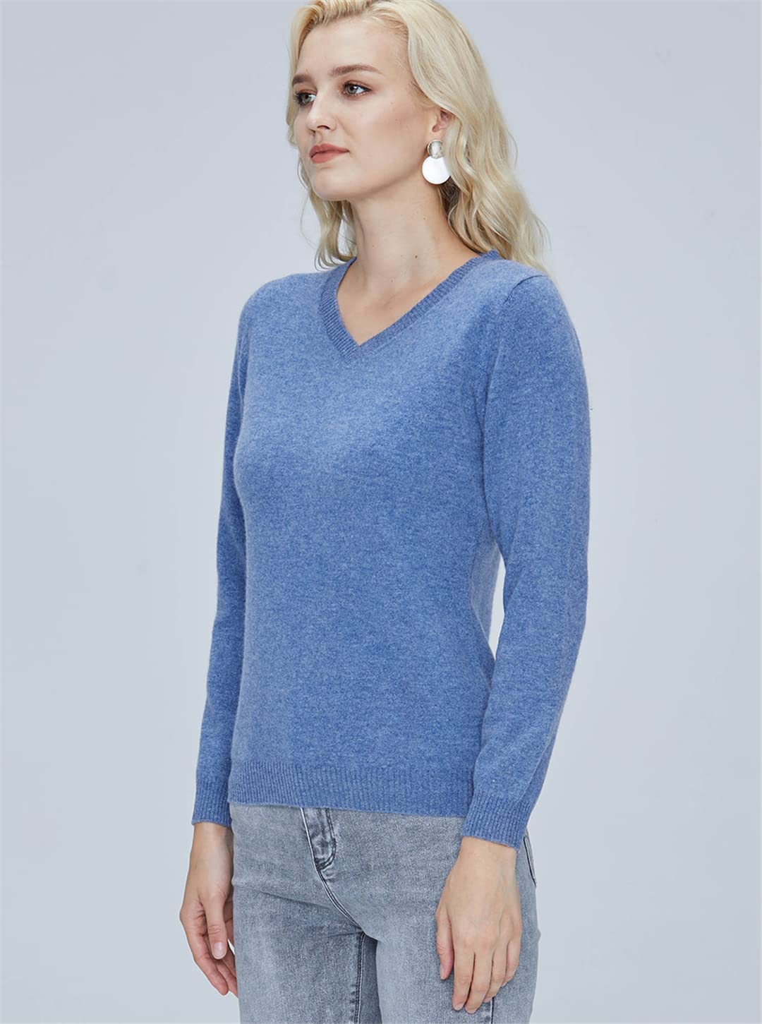 100% Merino Wool Women's V-Neck Sweater - Soft & Warm Knitted Pullover for Autumn Winter - Cozy Cashmere-Like Jumper for Women | Perfect for Office, Travel & Casual Outfits