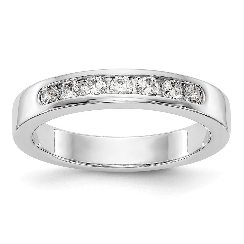 14K White Gold 7-Stone Diamond Channel Wedding Band Ring for Women - 0.35cttw, Elegant Bridal Jewelry, Perfect for Engagement, Anniversary & Special Occasions
