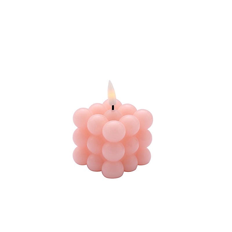 2 Pack Flameless LED Bubble Cube Candles - Battery Operated Wedding Centerpiece Decor for Romantic Dinner, Party, Home & Event Lighting