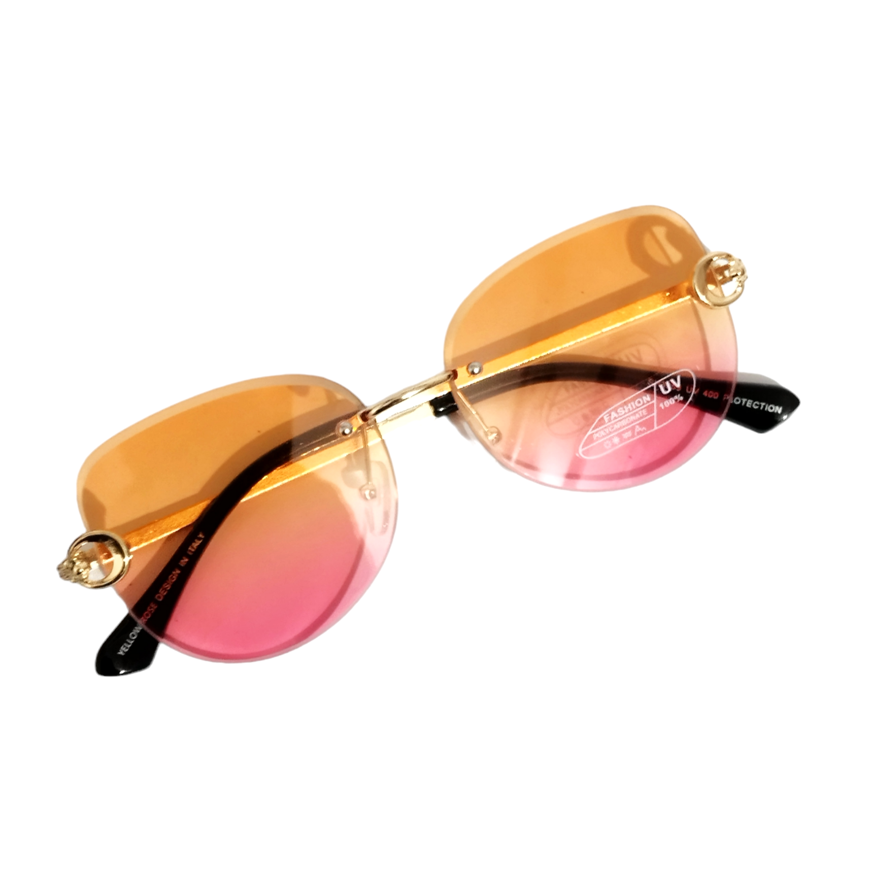 Trendy Orange Pink Gradient Rimless Sunglasses for Women - UV Protection, Lightweight & Stylish - Perfect for Beach, Driving & Outdoor Activities