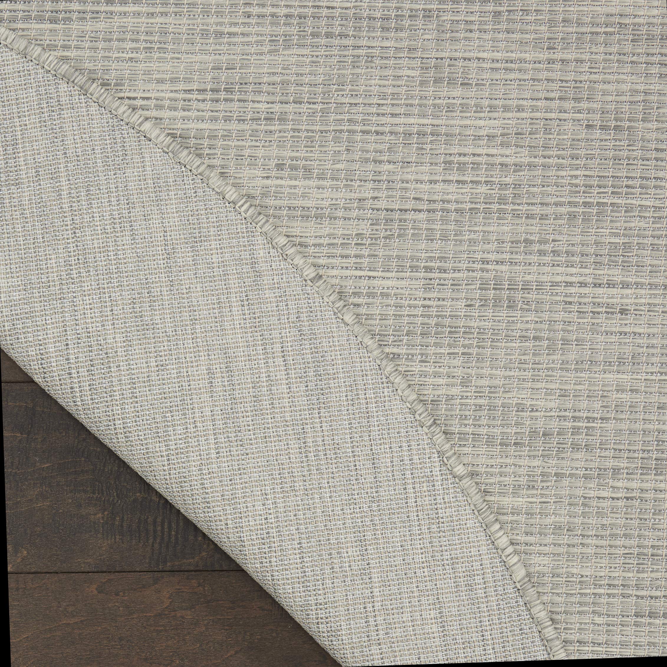 Nourison Positano 8' Round Light Grey Indoor/Outdoor Area Rug - Easy Clean, Non-Shedding for Bedroom, Living Room & Dining Room | Perfect for Backyard, Deck & Patio Use