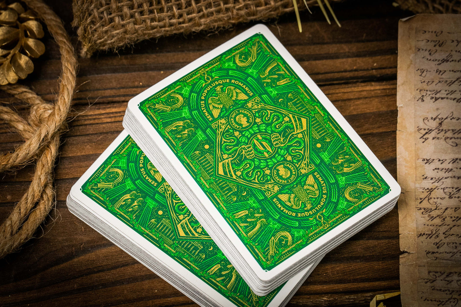 Premium Caesar Playing Cards - Green Edition | Classic Poker & Card Games | Perfect for Casino Nights, Magic Tricks & Family Game Nights