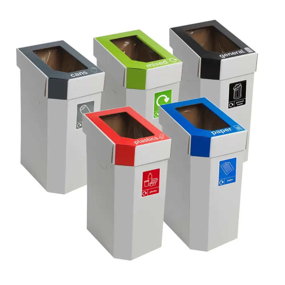 Eco-Friendly Cardboard Recycling Bins - Set of 5 for Home, Office & Classroom Waste Management | Sustainable Paper Recycling Solution for Indoor Use