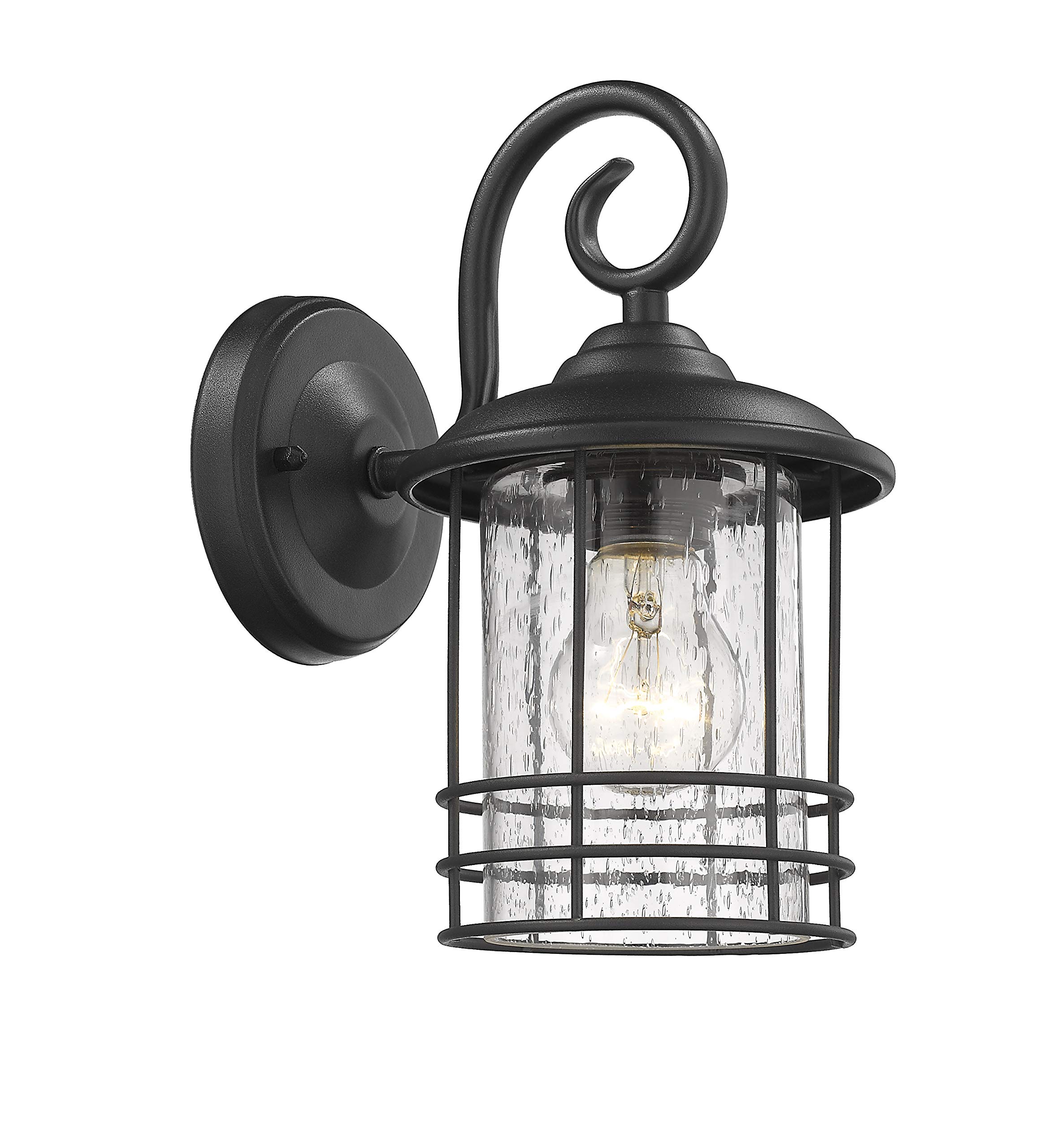 Black Transitional 1-Light Outdoor Wall Sconce Set of 2 - 10 Inch Height for Porch, Patio & Garden Lighting