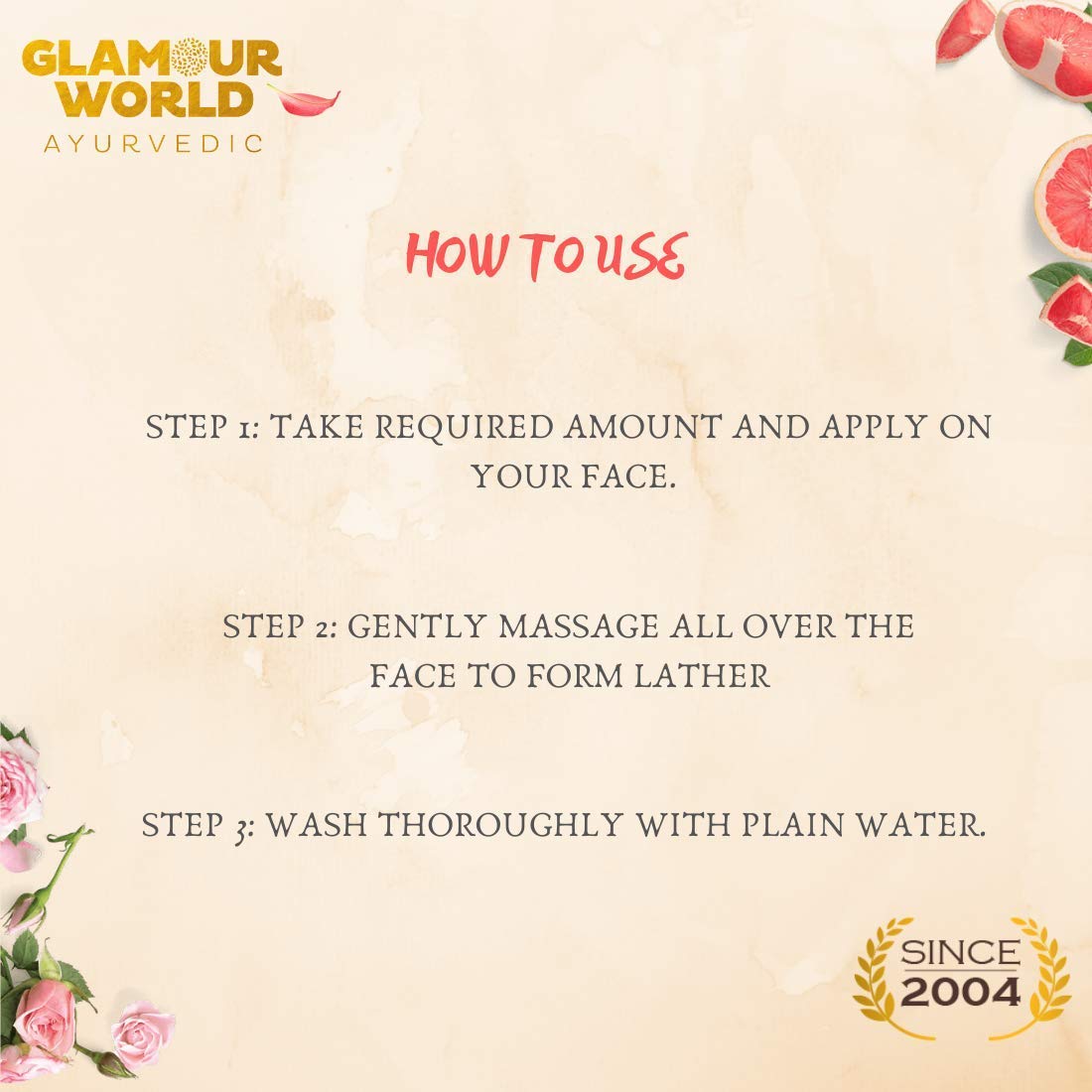 Glamour World Ayurvedic Glow Kesar Milk Face Wash 100ml - Saffron, Neem, Rose & Sandalwood Infused Cleanser for Bright, Radiant Skin & Sun Tan Control | Perfect for Daily Skincare Routine & Post-Sun Exposure Recovery