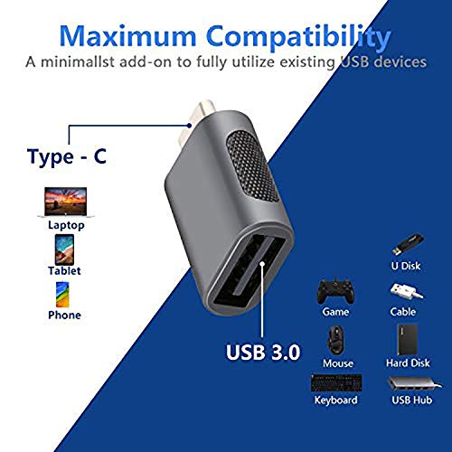 2 Pack USB C to USB A Adapter - Fast Charging & Super Speed Data Transfer - Gold Plated Connectors - Compatible with MacBook, iPad, Samsung Galaxy - Perfect for Travel, Office & Home Use