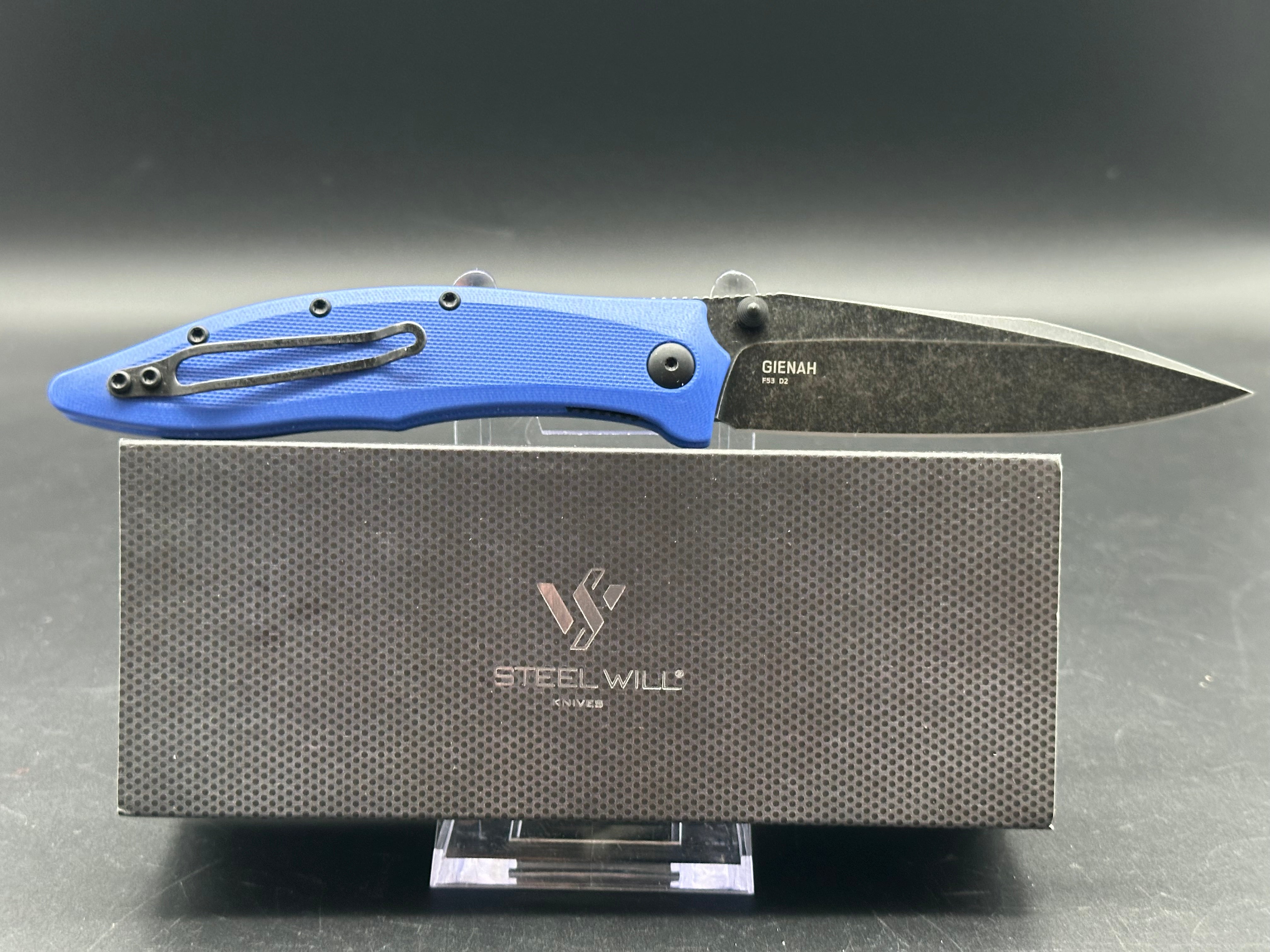 Steel Will Gienah Folding Knife - Blue G-10 Handle, Liner Lock, EDC Pocket Knife for Outdoor, Camping, and Everyday Carry