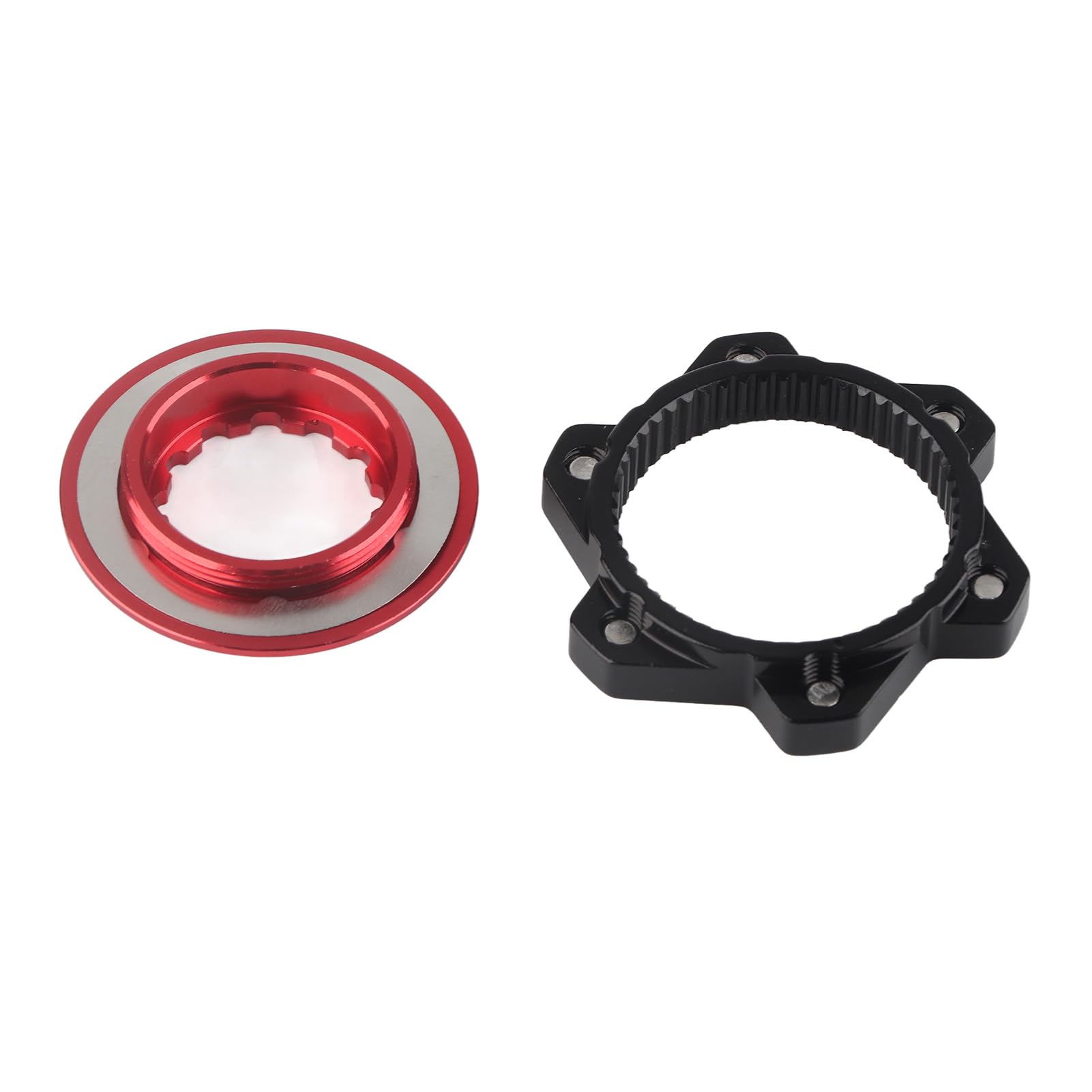 VGEBY Center Lock Hub Adapter 6 Bolt Disc Rotor Set (Red+Black) - for Bike & Motorcycle Upgrades