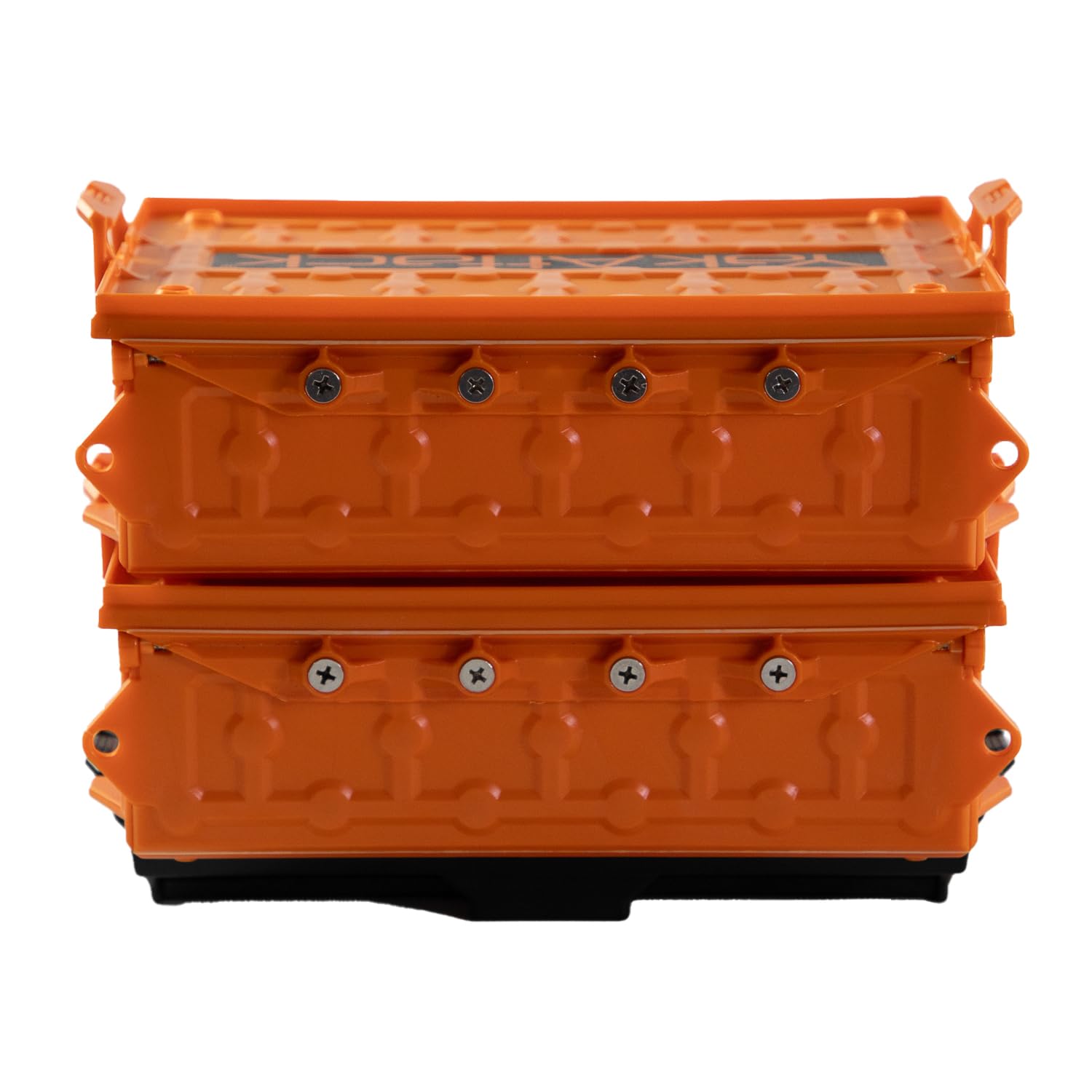 YakAttack TracPak Combo Kit - 2-Piece Stackable Fishing Gear Storage Box with Track Mount Base (Orange, SSO-1002-OR) | Waterproof Kayak & Boat Fishing Accessories for Rod Holders & Tackle Organization