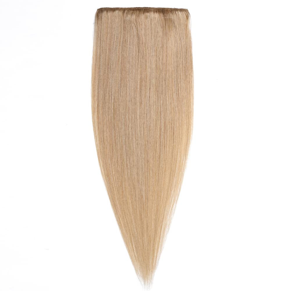 Hairro 24 Inch Clip-in Human Hair Extensions - 8 Pieces, 18 Clips, #27 Dark Blonde, Long Straight Real Hair Extensions for Women - Perfect for Volume, Length & Styling for Parties, Weddings & Daily Wear