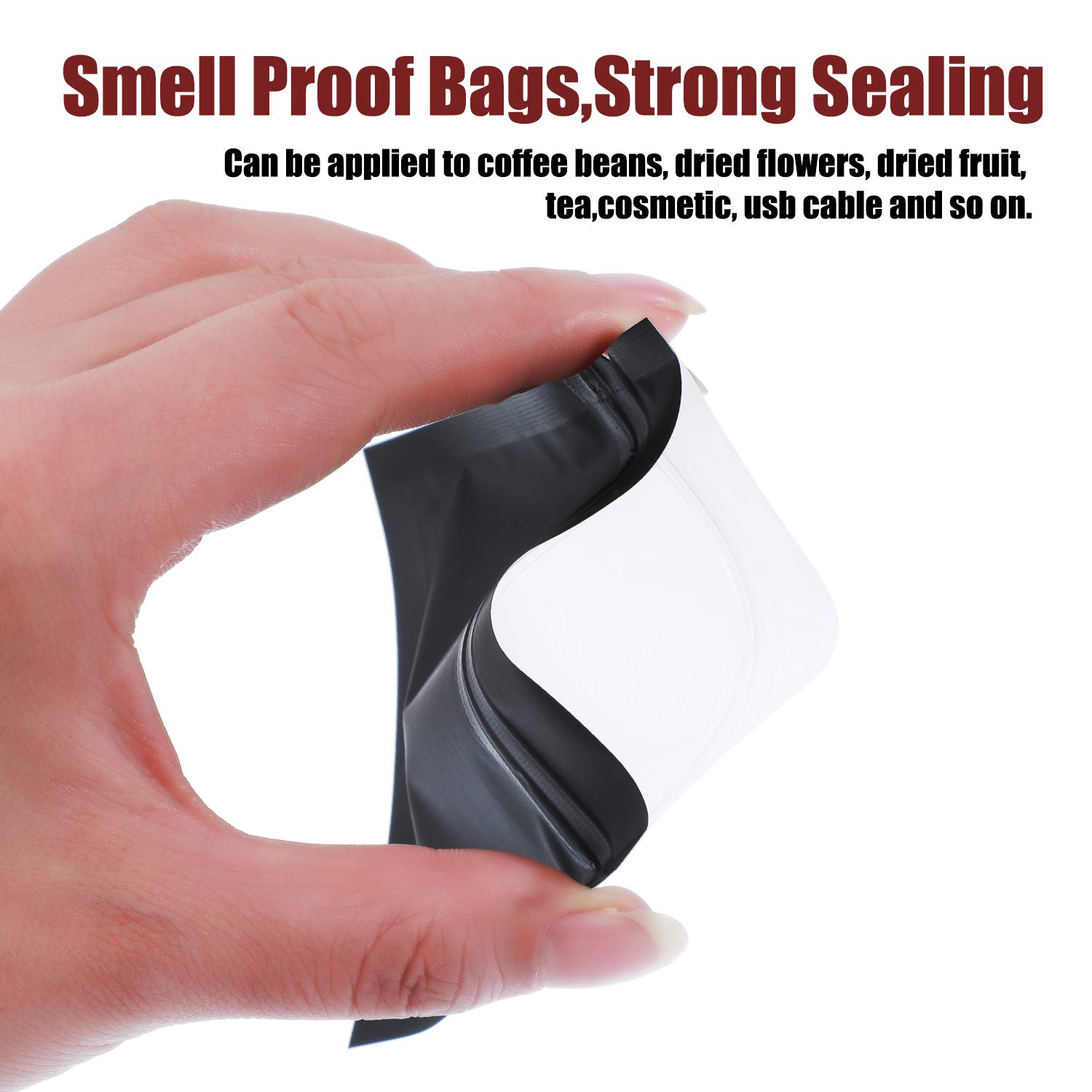 Blulu 100 Pack Black Resealable Smell Proof Mylar Bags 3.3