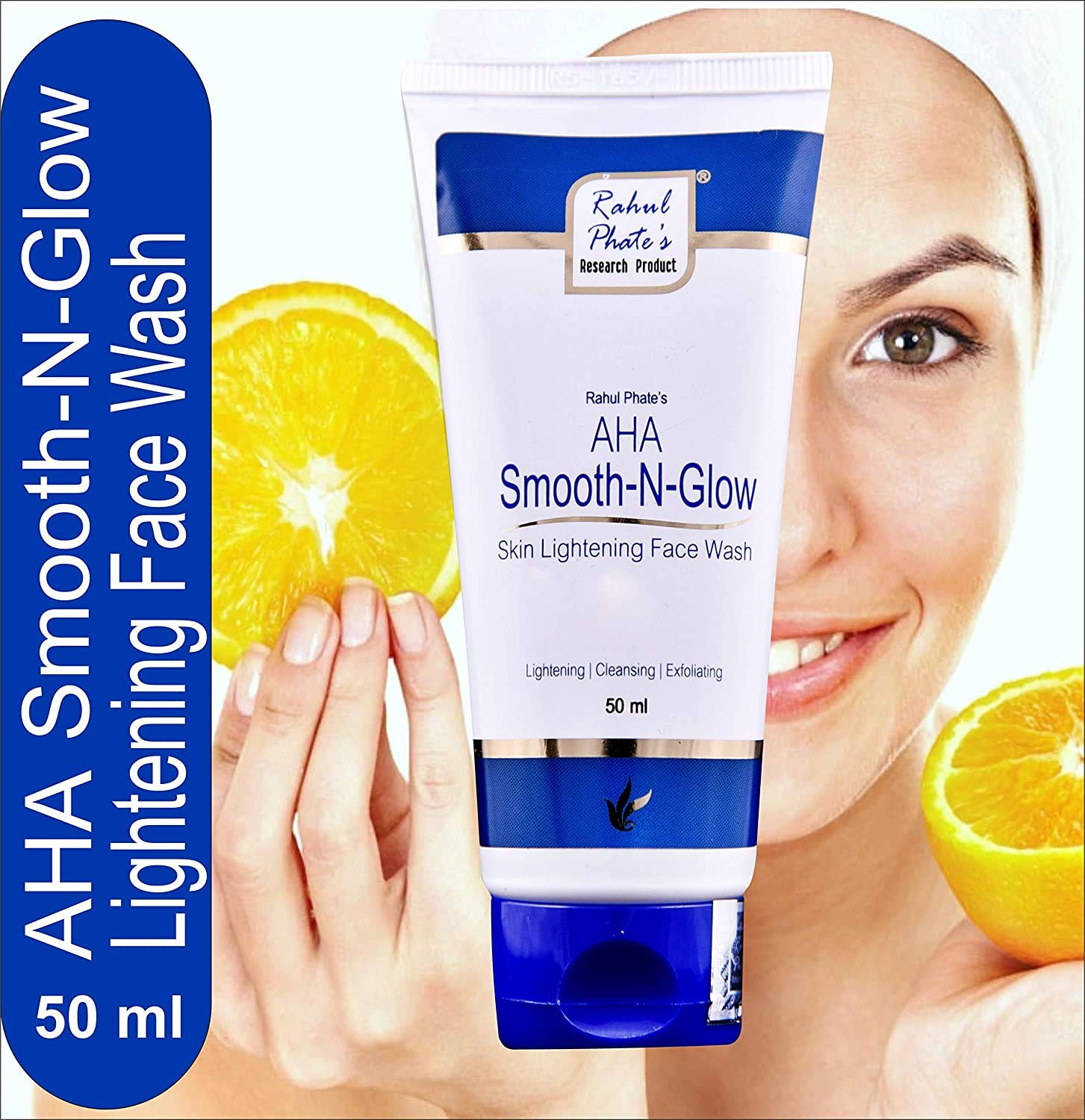 AHA Smooth-N-Glow Facial Cleanser for Women & Men - 50ml Exfoliating Face Wash with Glycolic Acid | Brightens Skin & Reduces Wrinkles | Perfect for Daily Skincare Routine