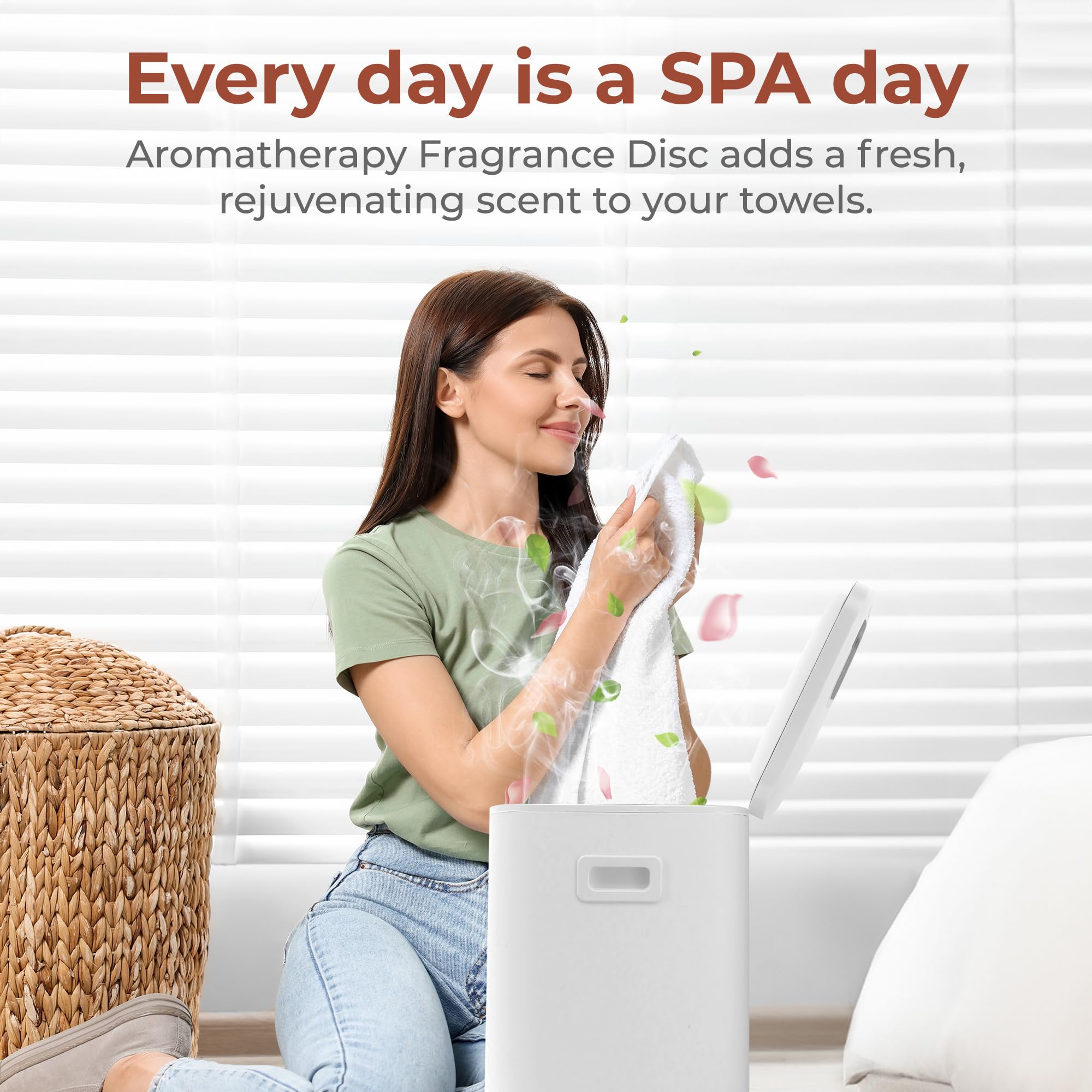 SereneLife 23L Luxury Bathroom Towel Warmer & Blanket Heater Bucket with LED Display, 24H Timer, 3 Heating Modes & Child Lock - Perfect for Warming Oversize Bathrobes, PJs, Baby Clothes & Spa Essentials (White) | Ideal for Home Spa, Nursery & Luxury Bathroom Experience