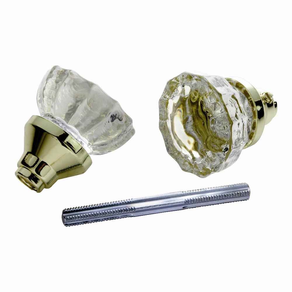 10 Pack Polished Brass Glass Knob Set - Vintage Cabinet & Drawer Pulls for Kitchen, Bathroom & Furniture - Durable & Stylish Hardware Upgrade