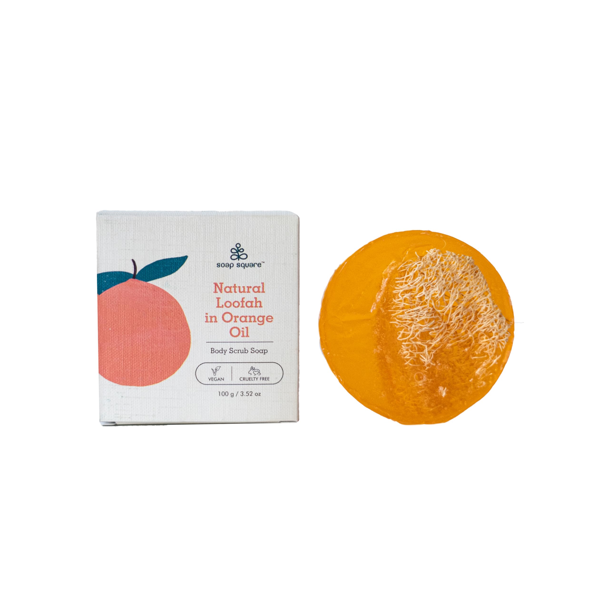 Natural Loofah Orange Oil Soap Bar - SLS Free, Paraben Free, Vegan & Cruelty-Free - Handmade in India - Perfect for Gifting, Customized Presents & Fresh Skin Care