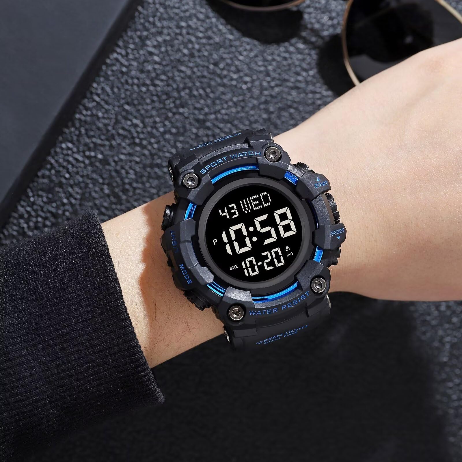 Gosasa Men's Sports Watch - Waterproof Digital LED Watch with Stopwatch, Countdown Timer, 12/24 Hour Display - Perfect for Running, Gym Workouts & Outdoor Activities