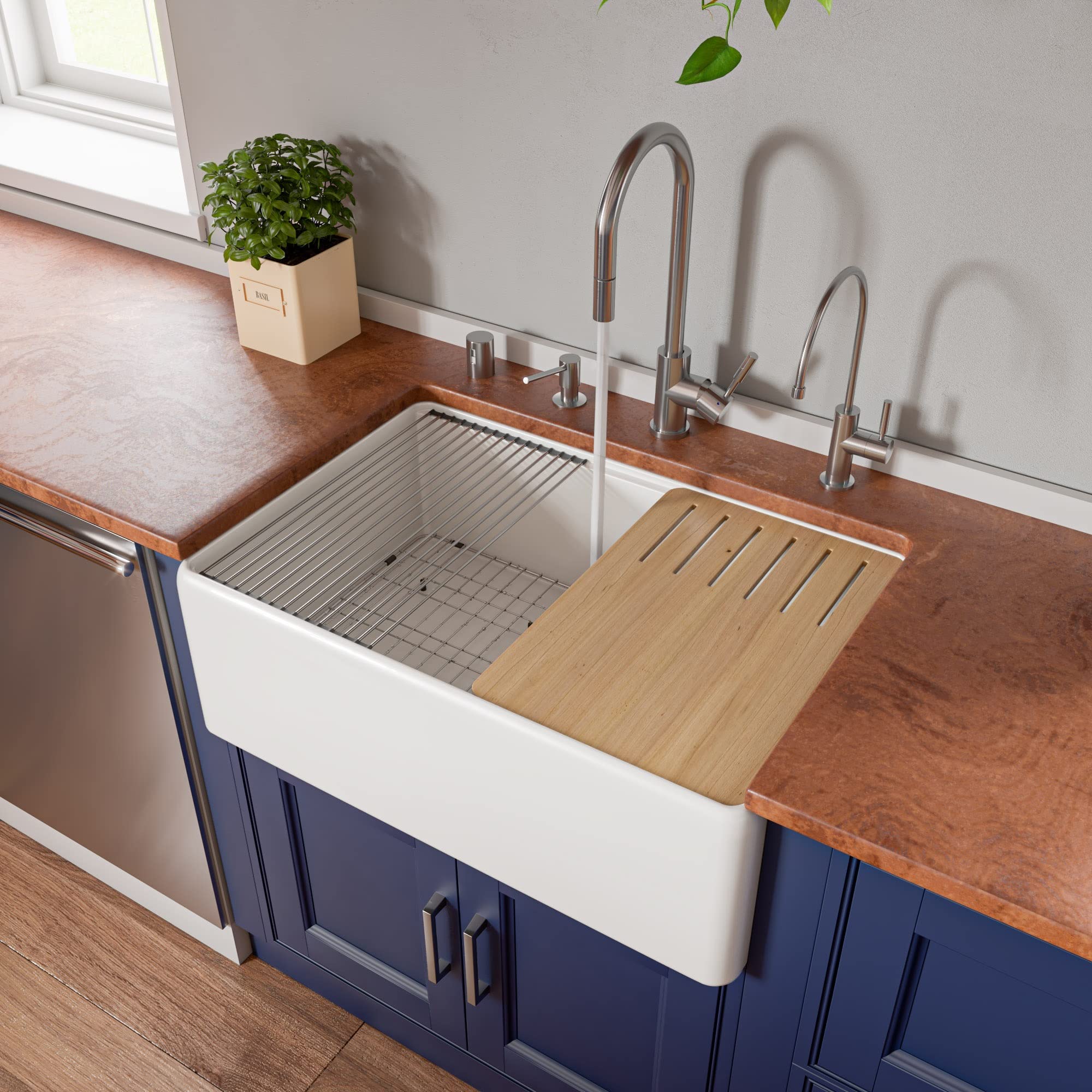 ALFI ABFS3020-W 30-Inch Undermount Kitchen Sink in White - Durable Stainless Steel for Modern Kitchens, Perfect for Cooking, Washing Dishes & Food Prep